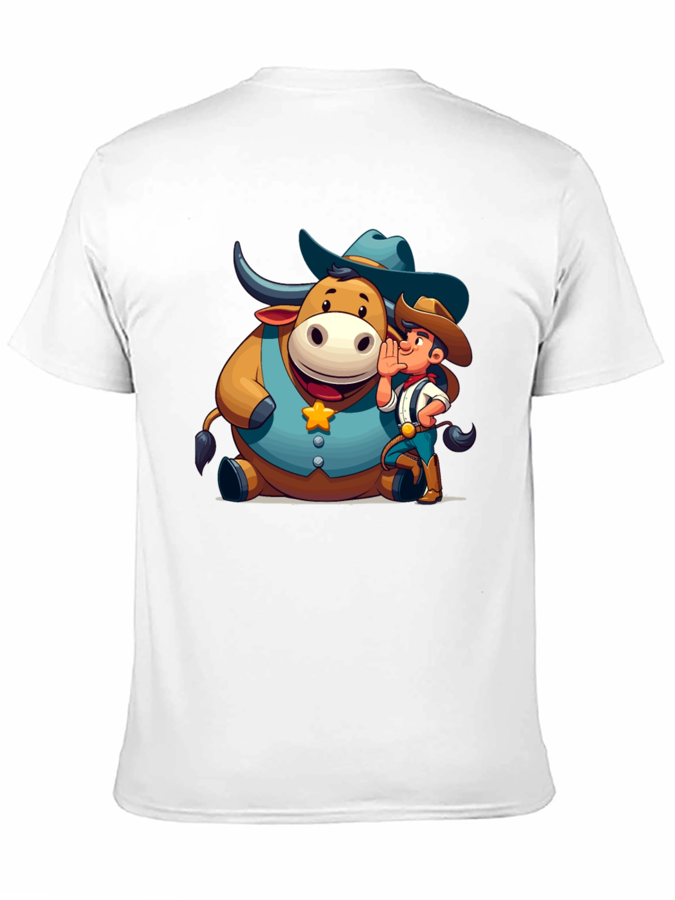 Cartoon Cowboy & Bull Graphic Tee