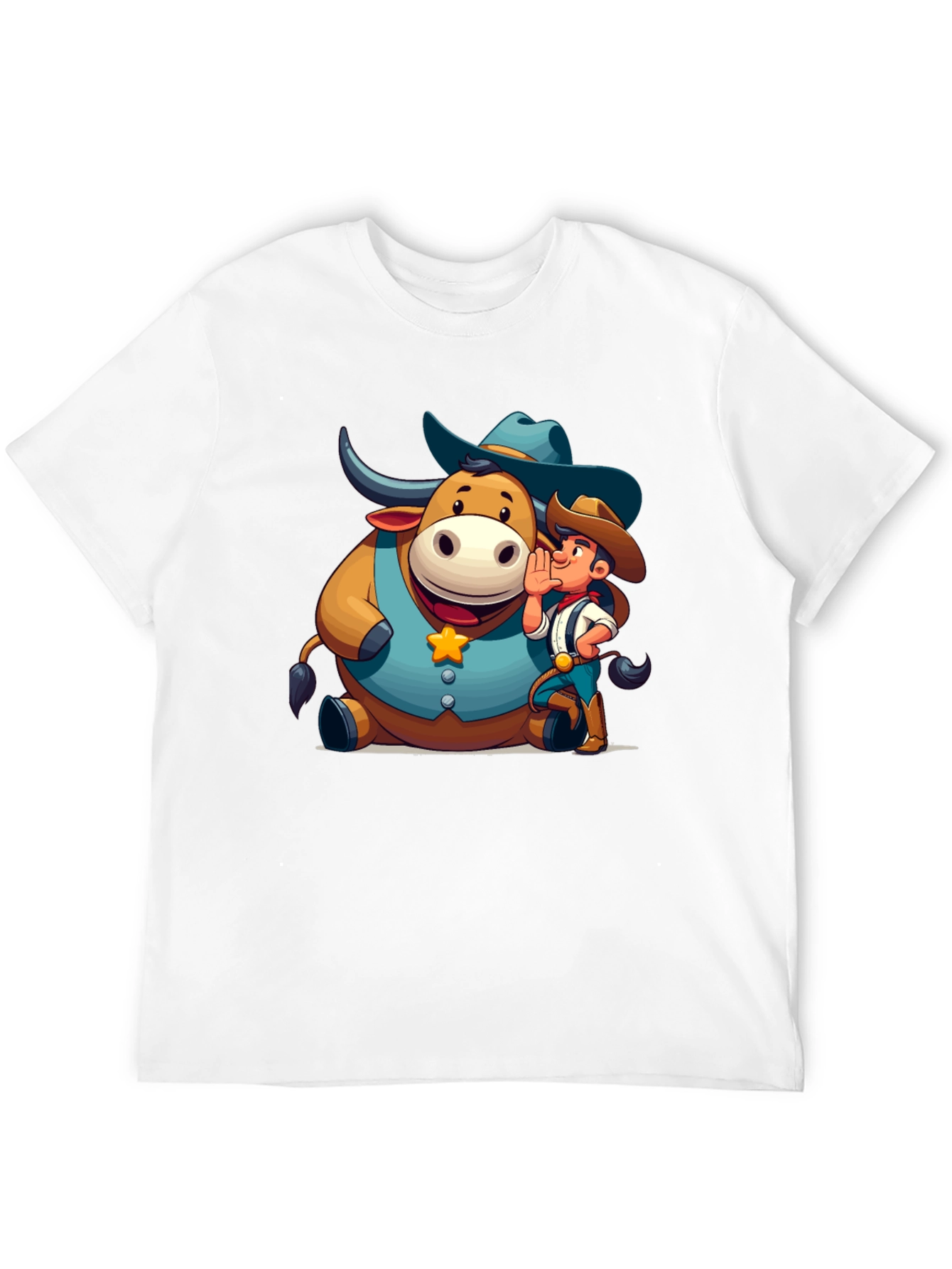 Cartoon Cowboy & Bull Graphic Tee