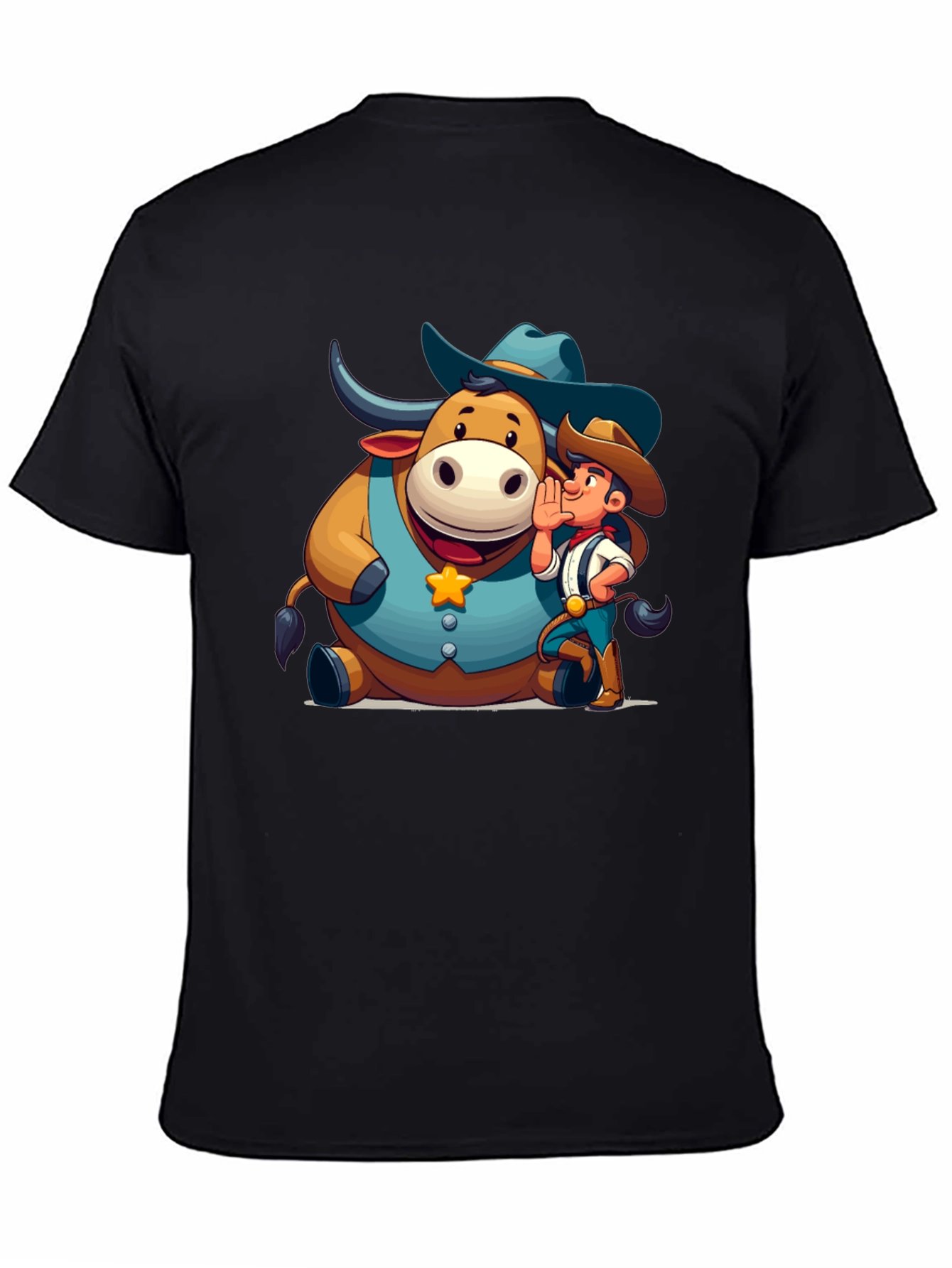 Cartoon Cowboy & Bull Graphic Tee
