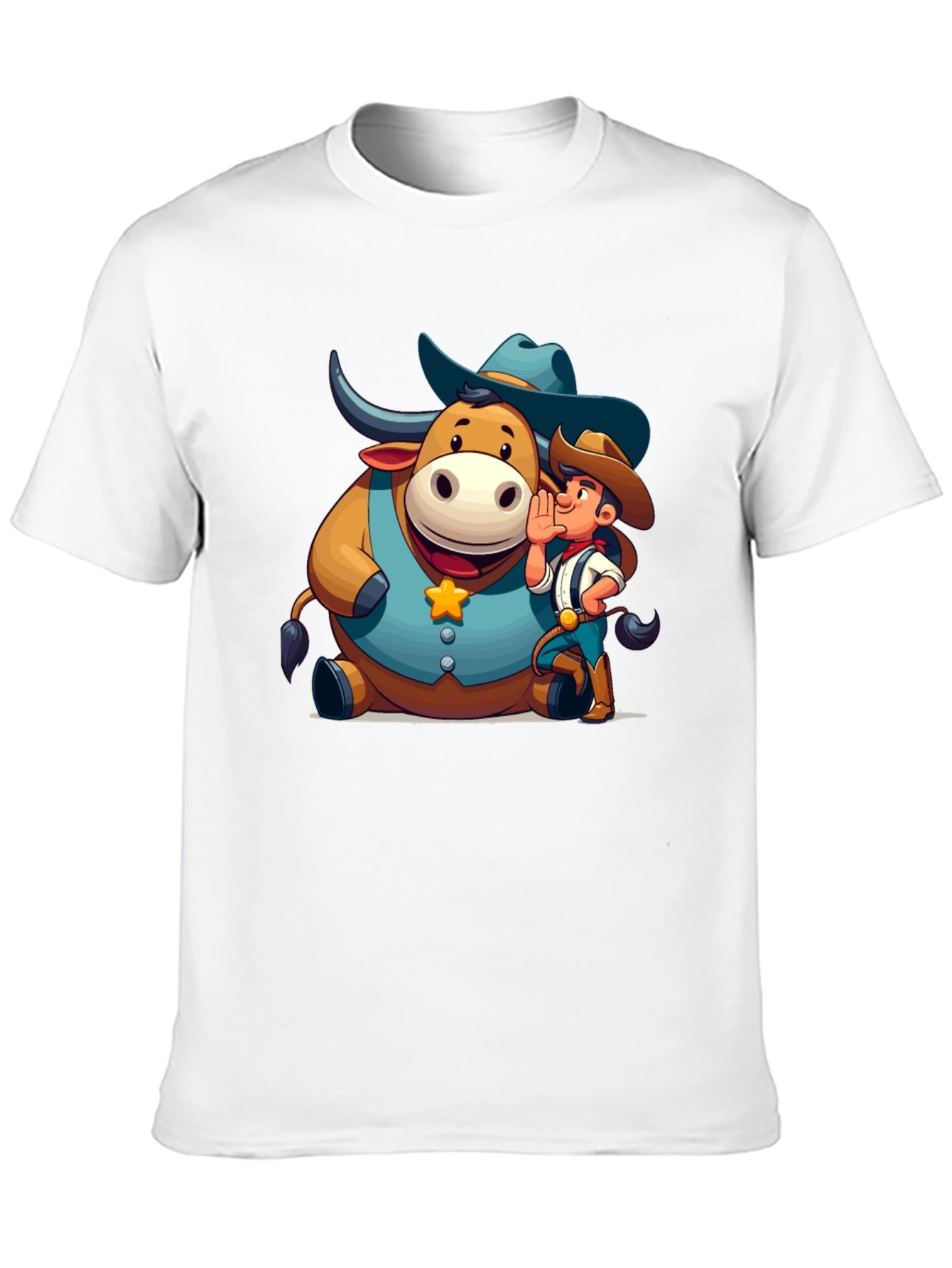 Cartoon Cowboy & Bull Graphic Tee