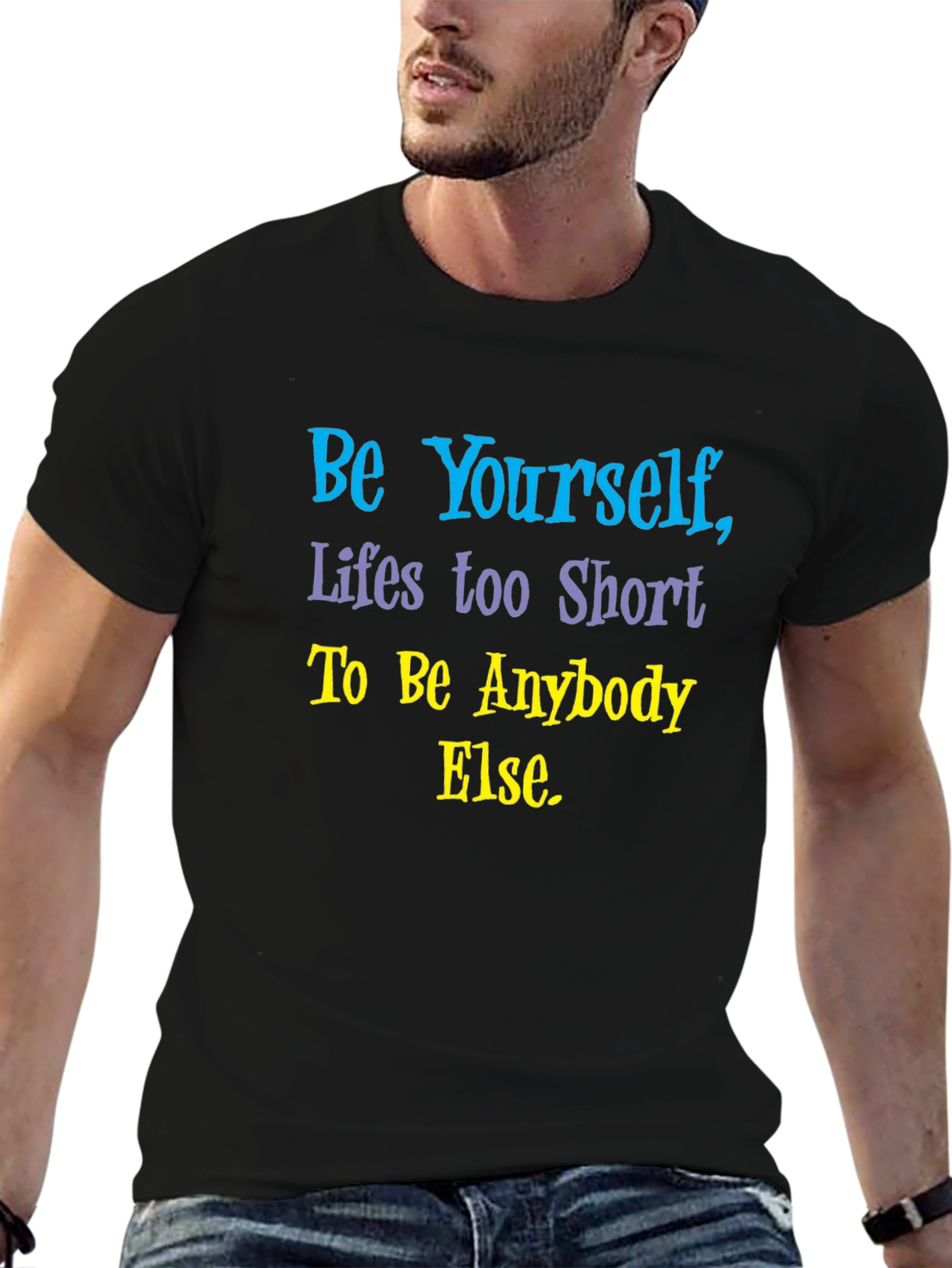 Be Yourself Graphic T-Shirt - Short Sleeve Black