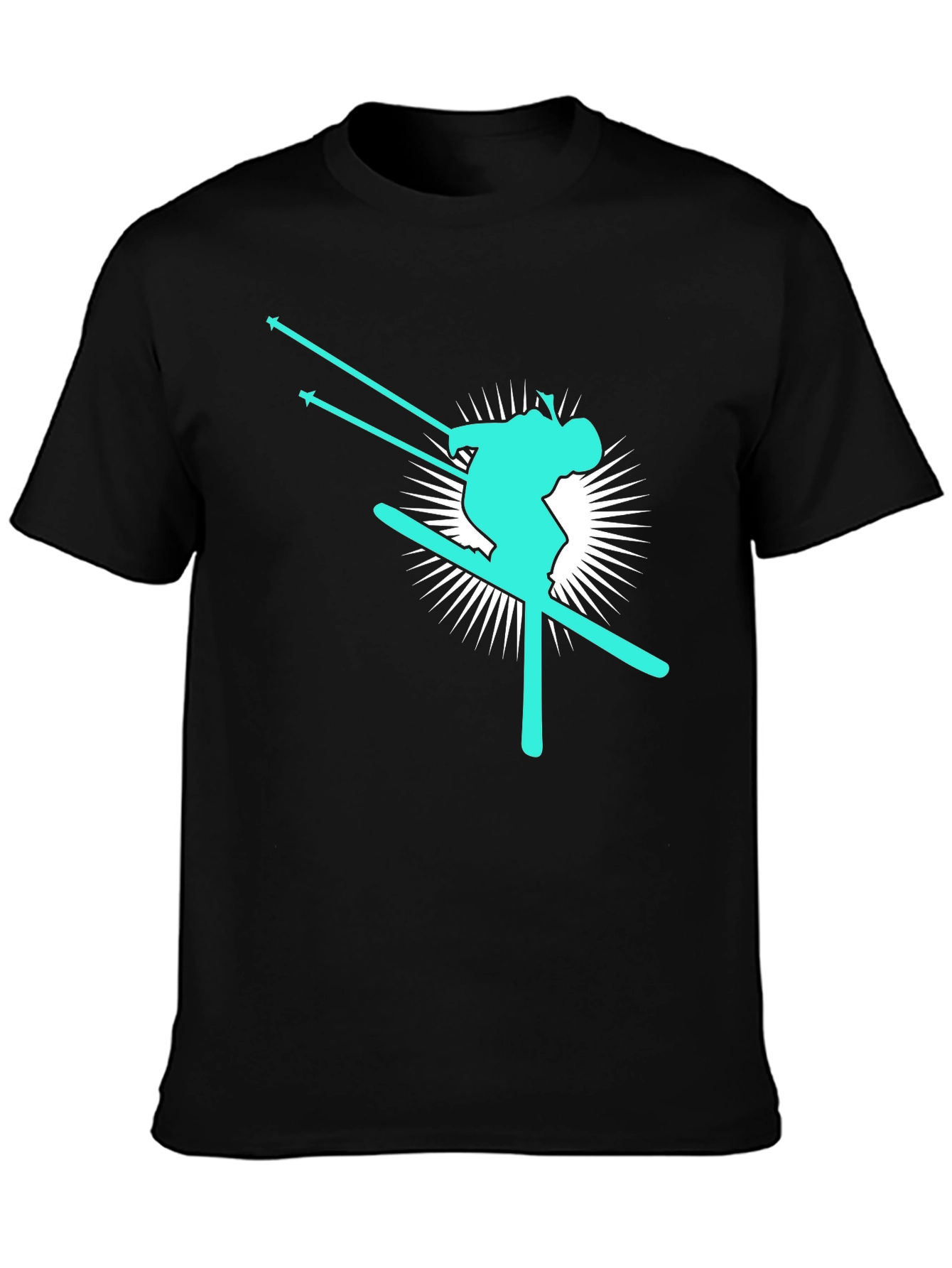Skier Graphic T-Shirt - Black Cotton Blend