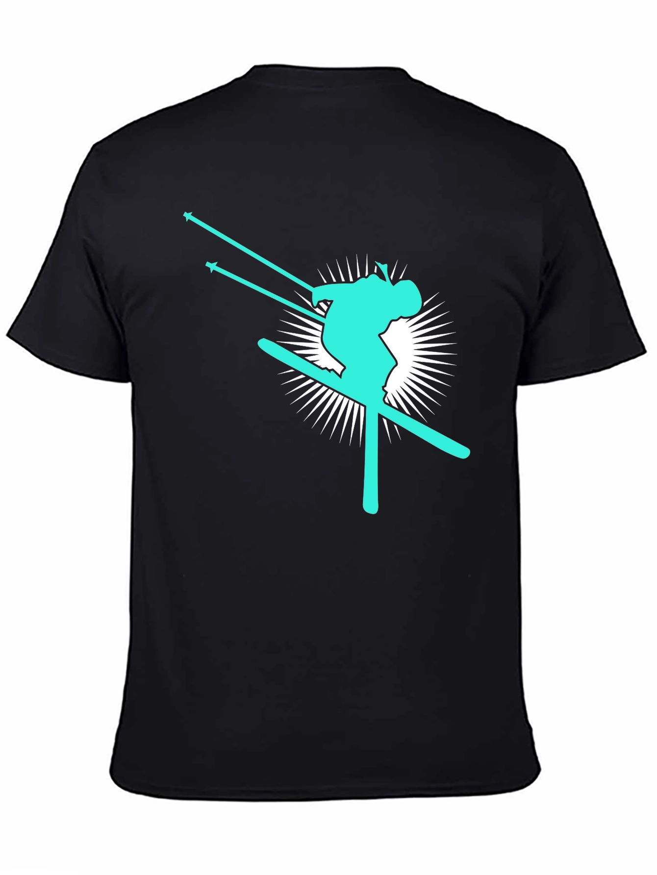 Skier Graphic T-Shirt - Black Cotton Blend
