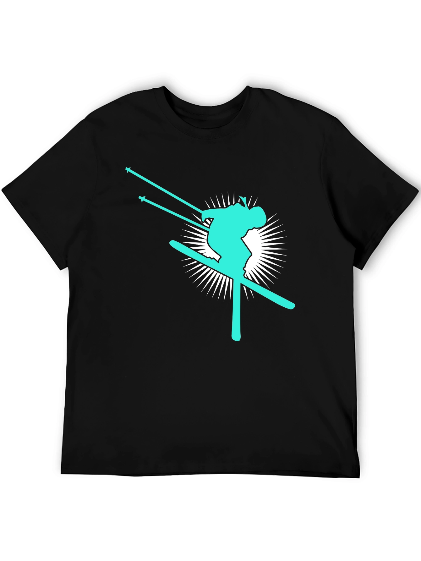 Skier Graphic T-Shirt - Black Cotton Blend