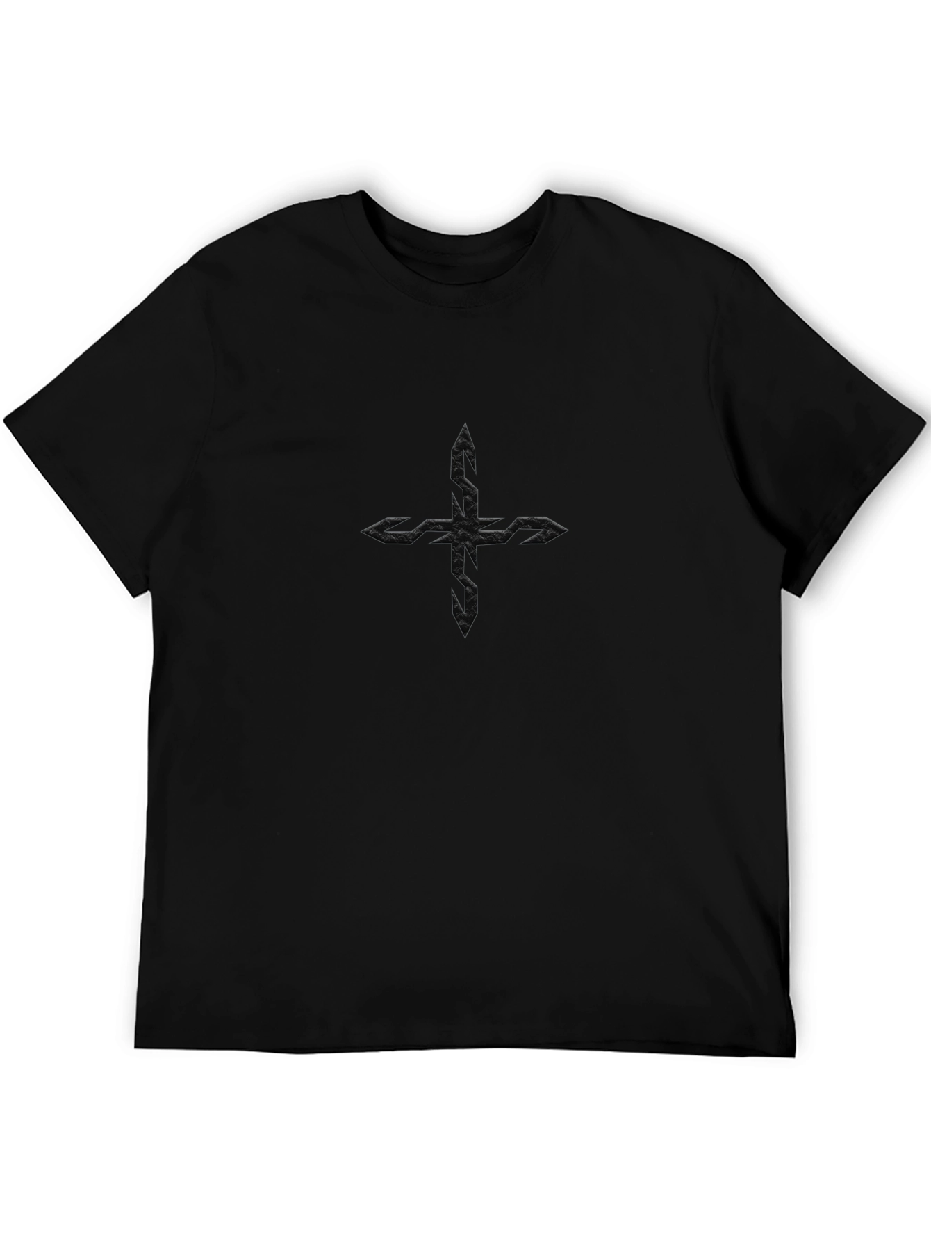 Black Textured Cross Graphic Tee