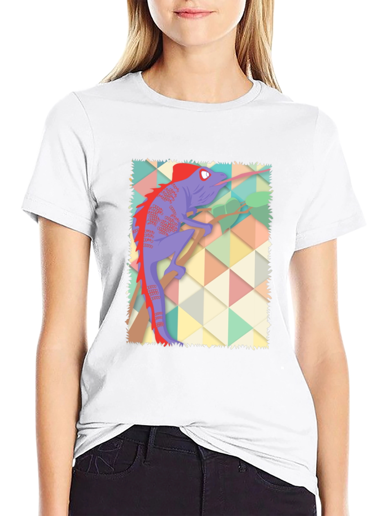 Cartoon Chameleon Graphic T-Shirt