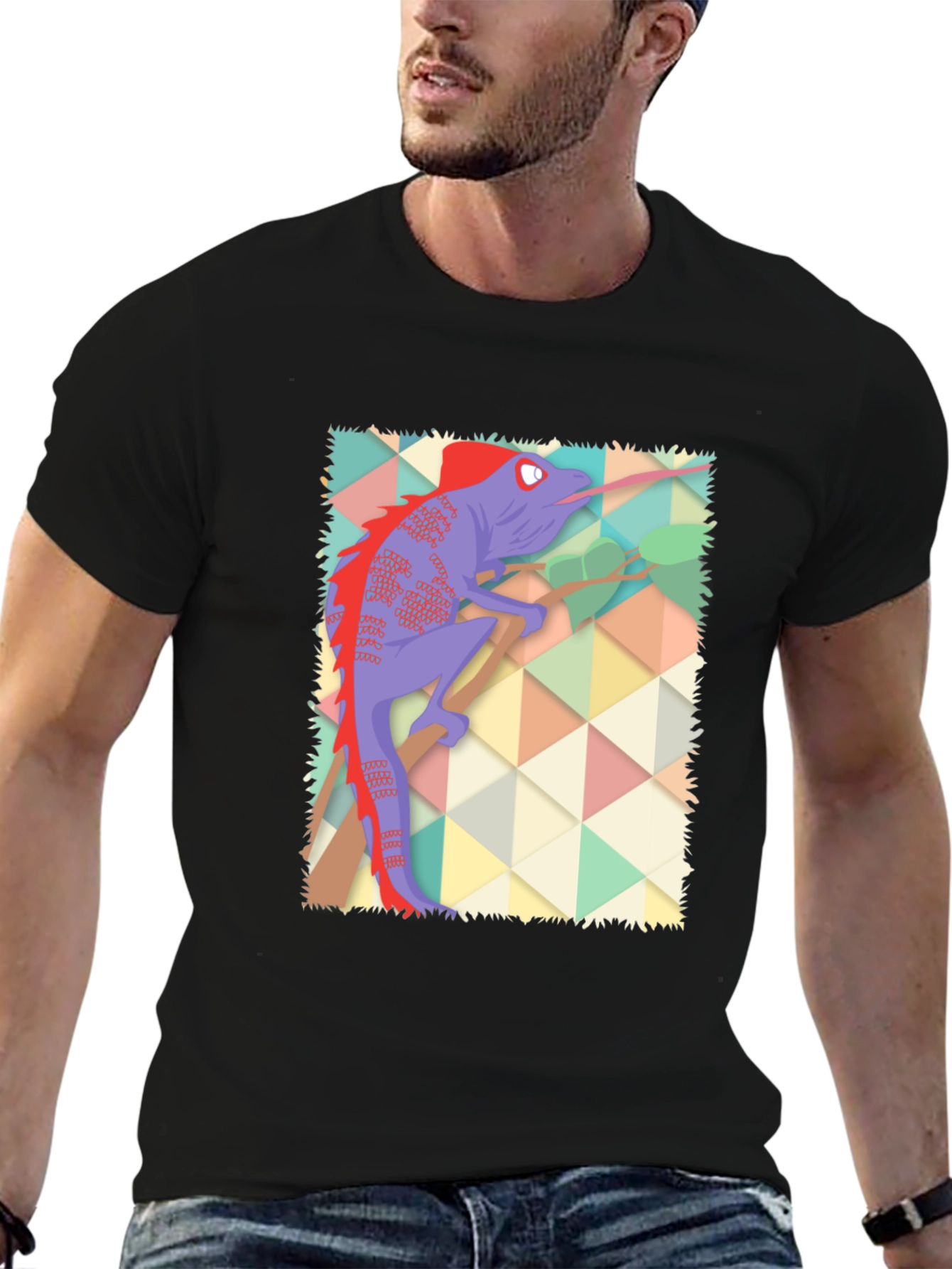 Cartoon Chameleon Graphic T-Shirt