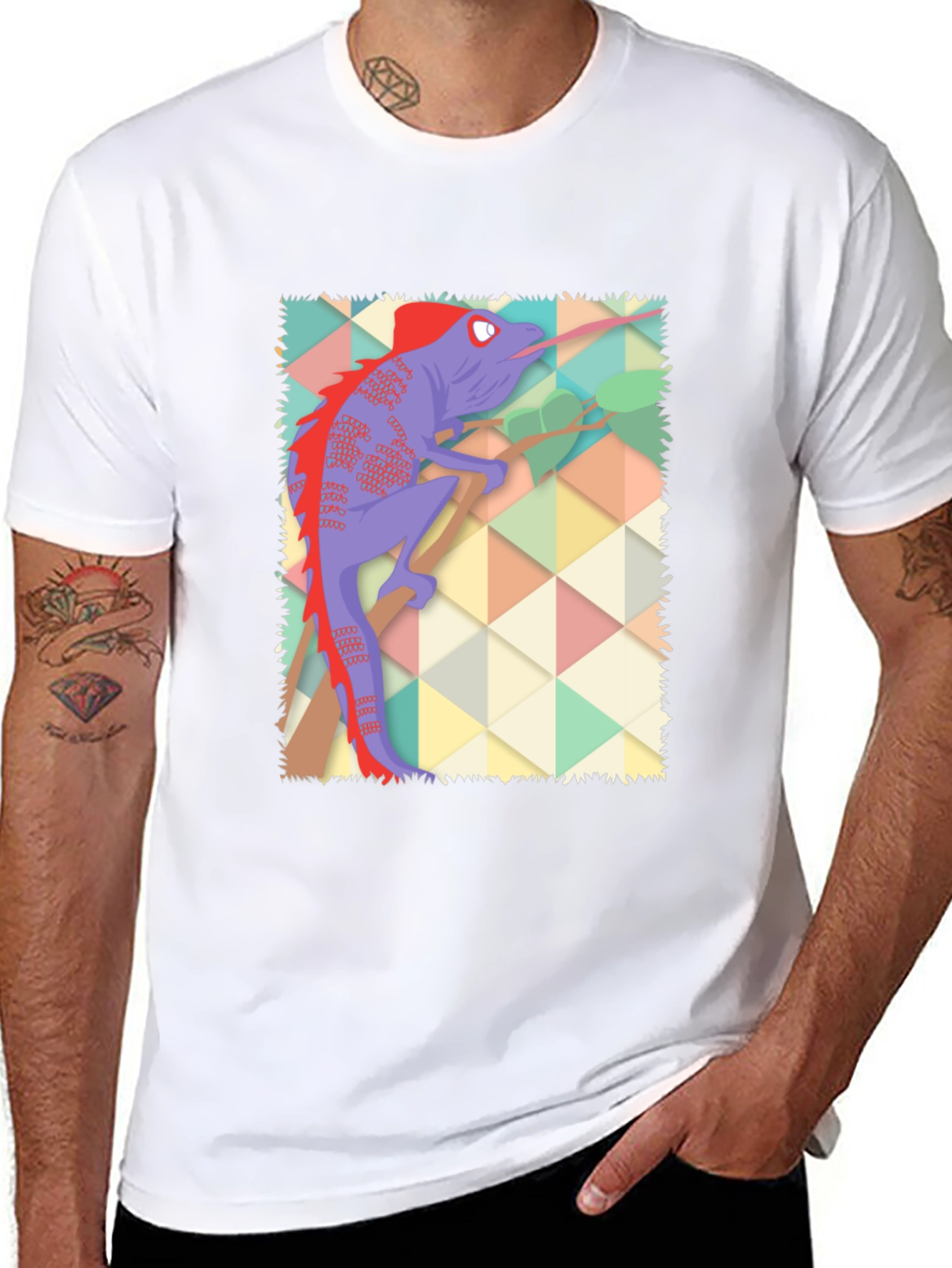Cartoon Chameleon Graphic T-Shirt