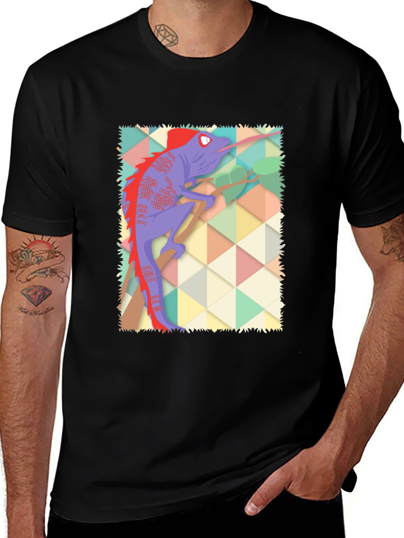 Cartoon Chameleon Graphic T-Shirt