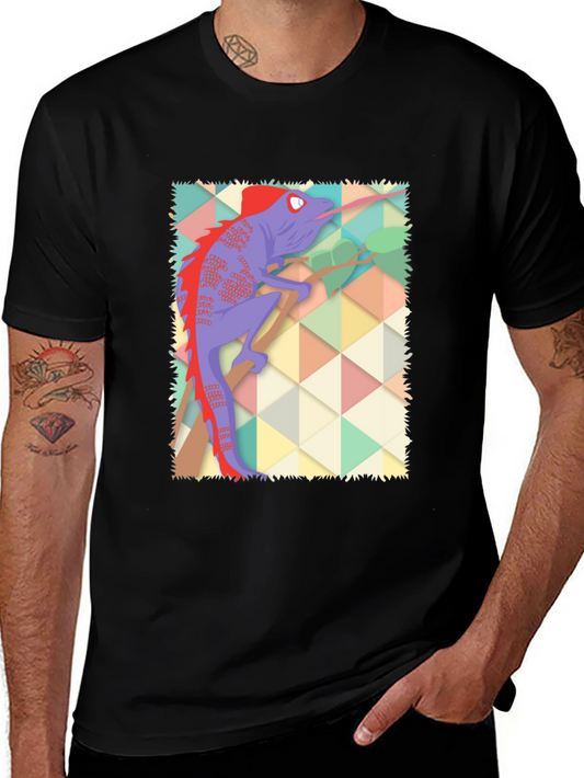Cartoon Chameleon Graphic T-Shirt