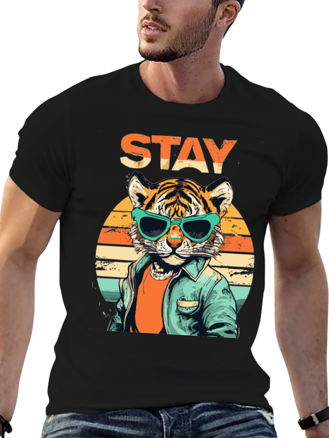 Stay Cool Tiger Graphic Tee - Retro Style