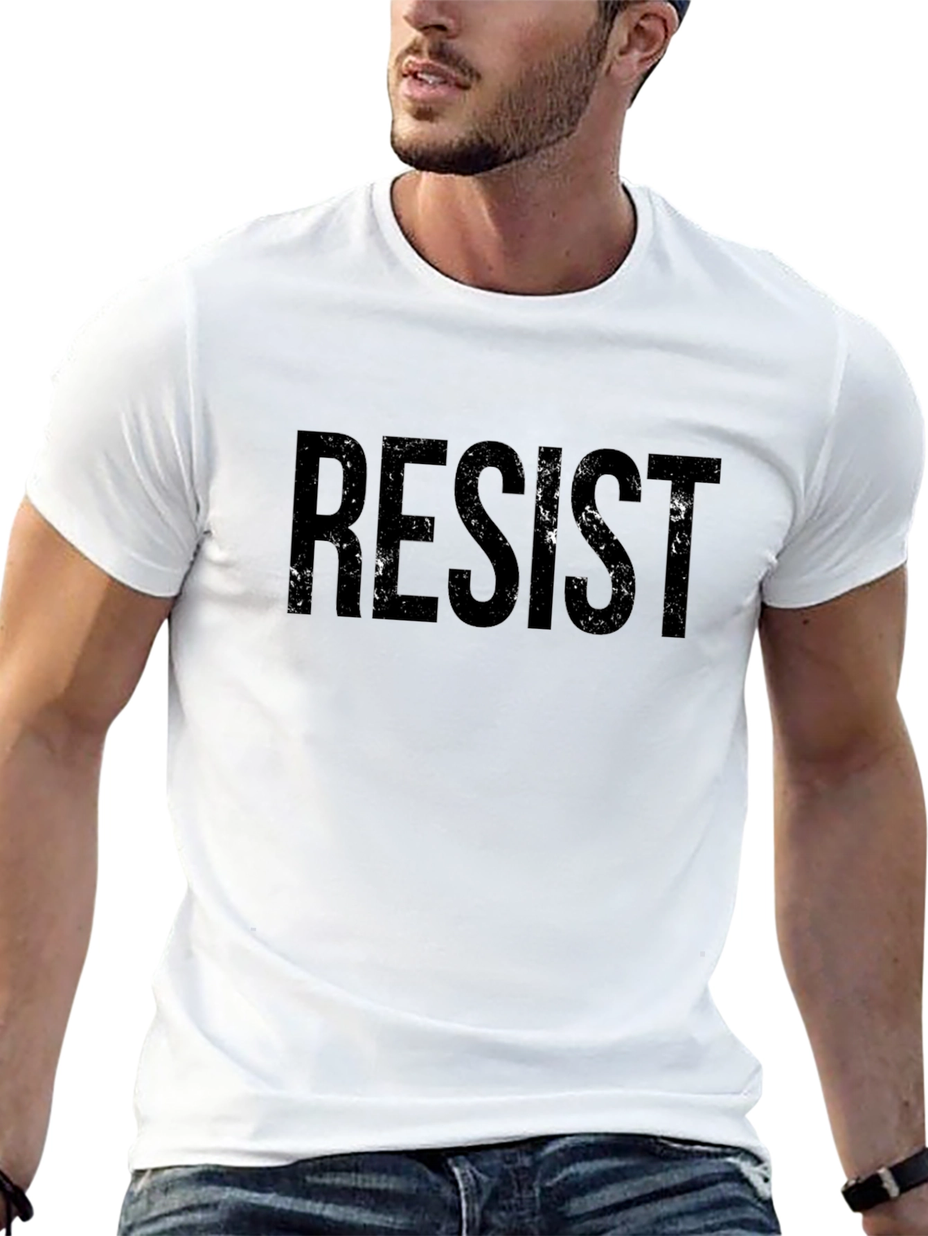 Resist Graphic Print Black T-Shirt