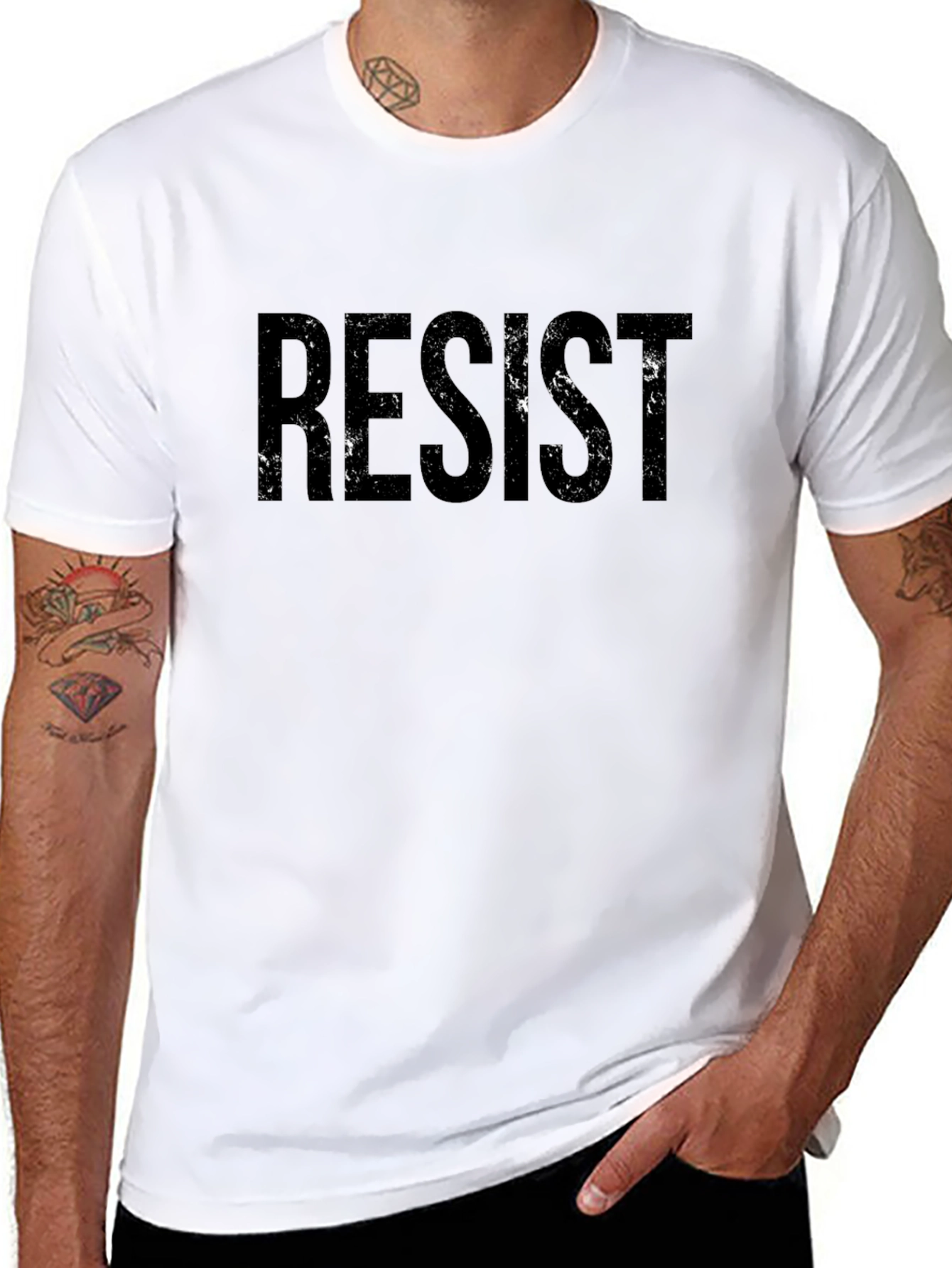 Resist Graphic Print Black T-Shirt