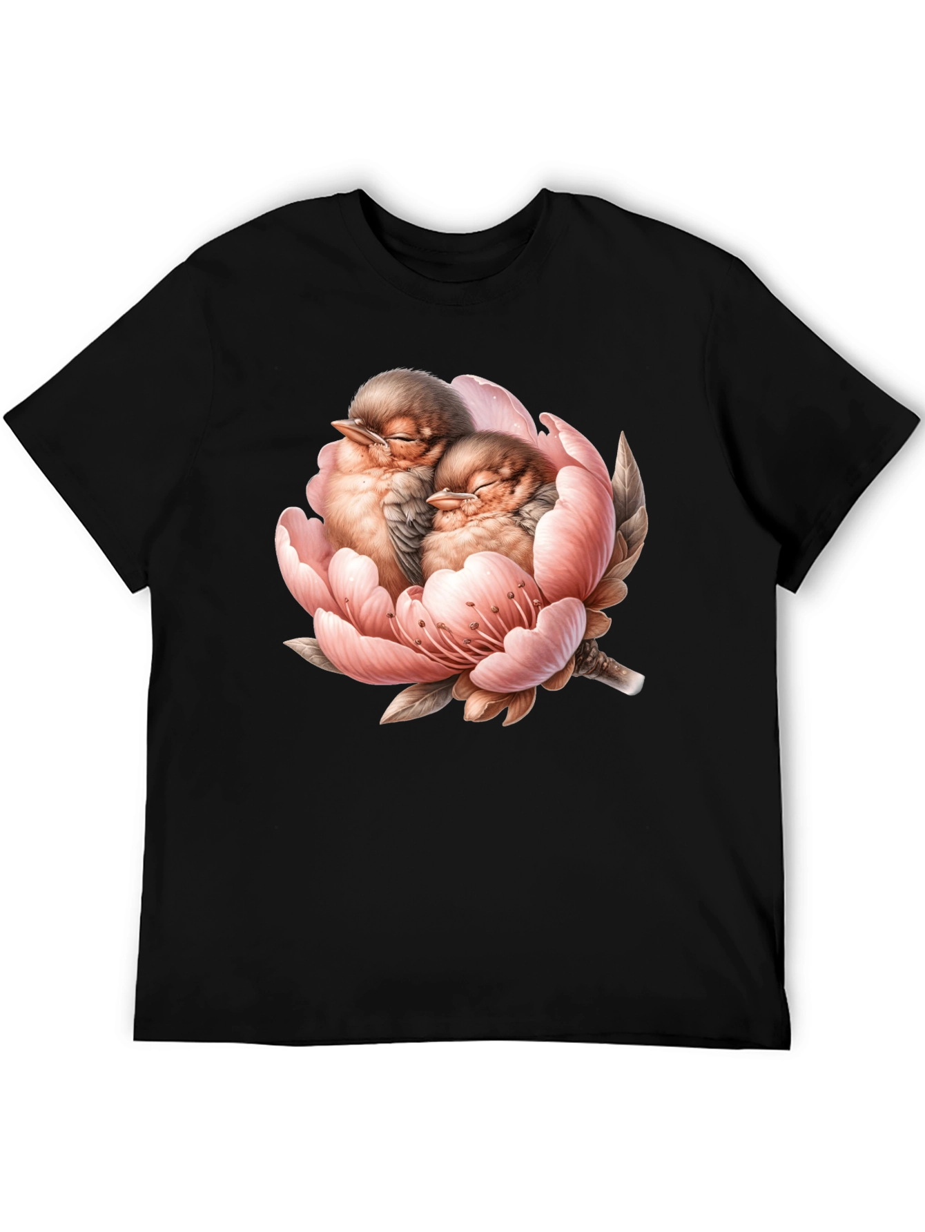 Birds in Bloom Black Graphic Tee
