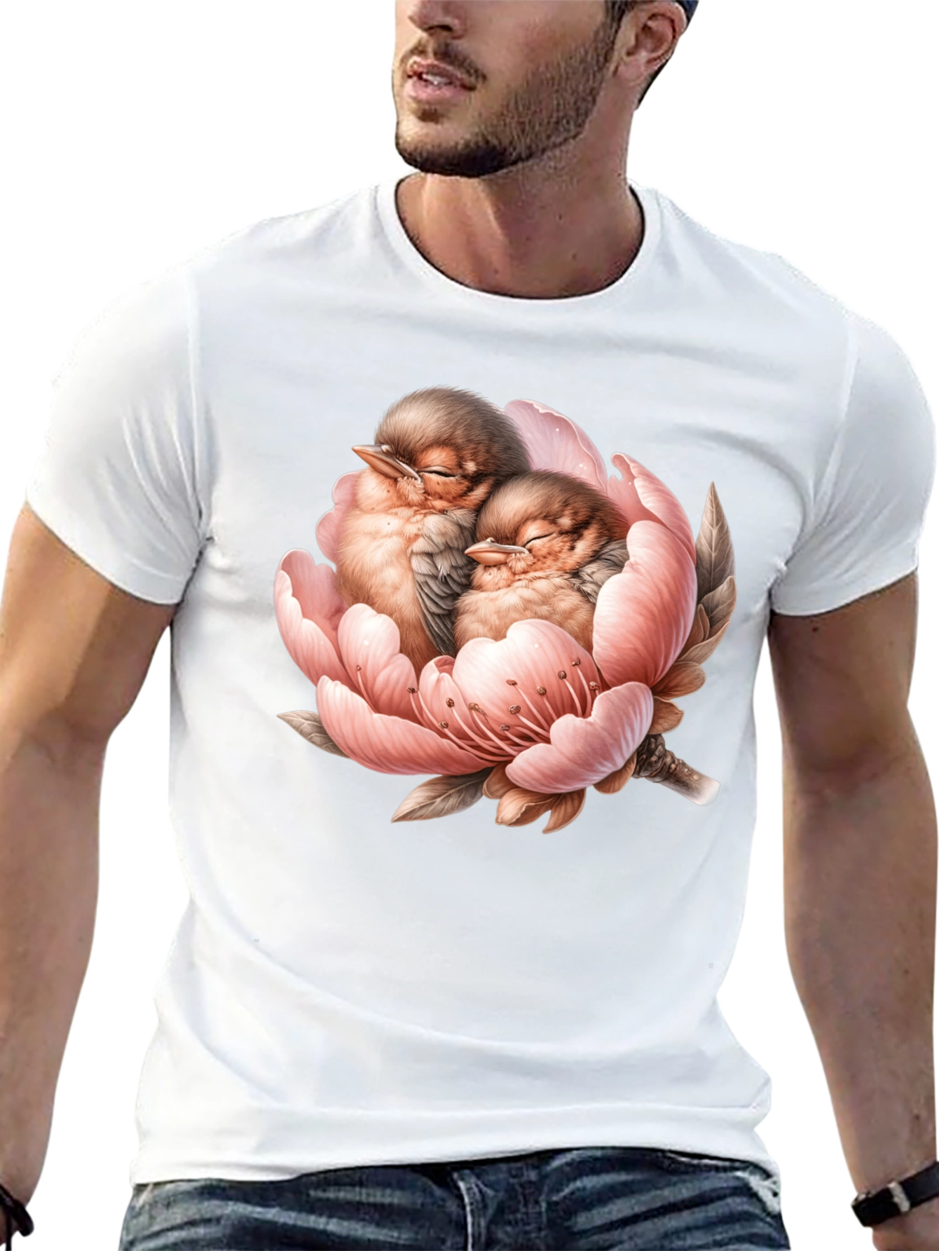 Birds in Bloom Black Graphic Tee