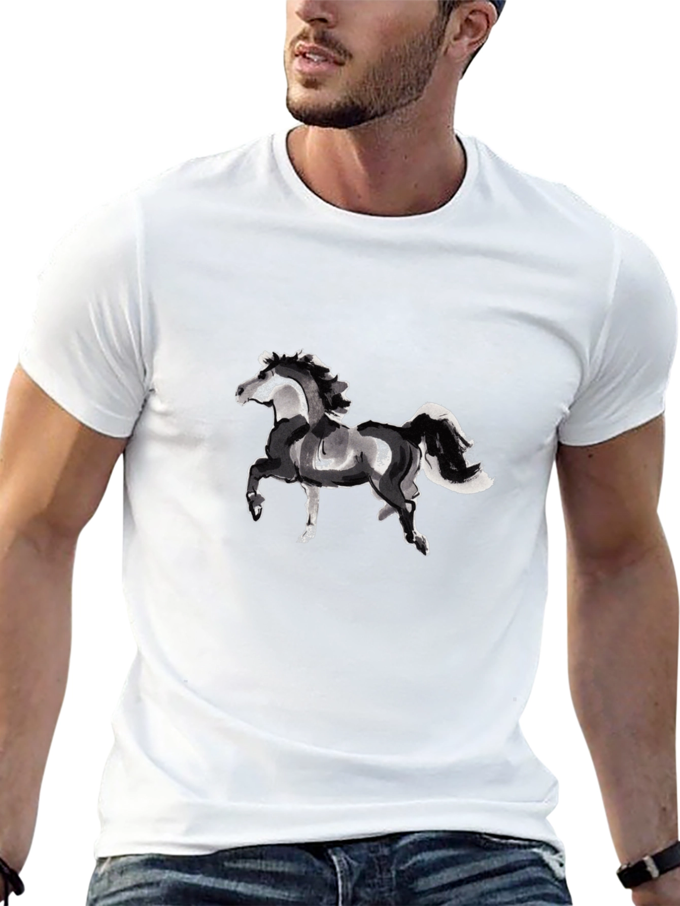 Black Horse Graphic Tee - Stylish Unisex T-Shirt