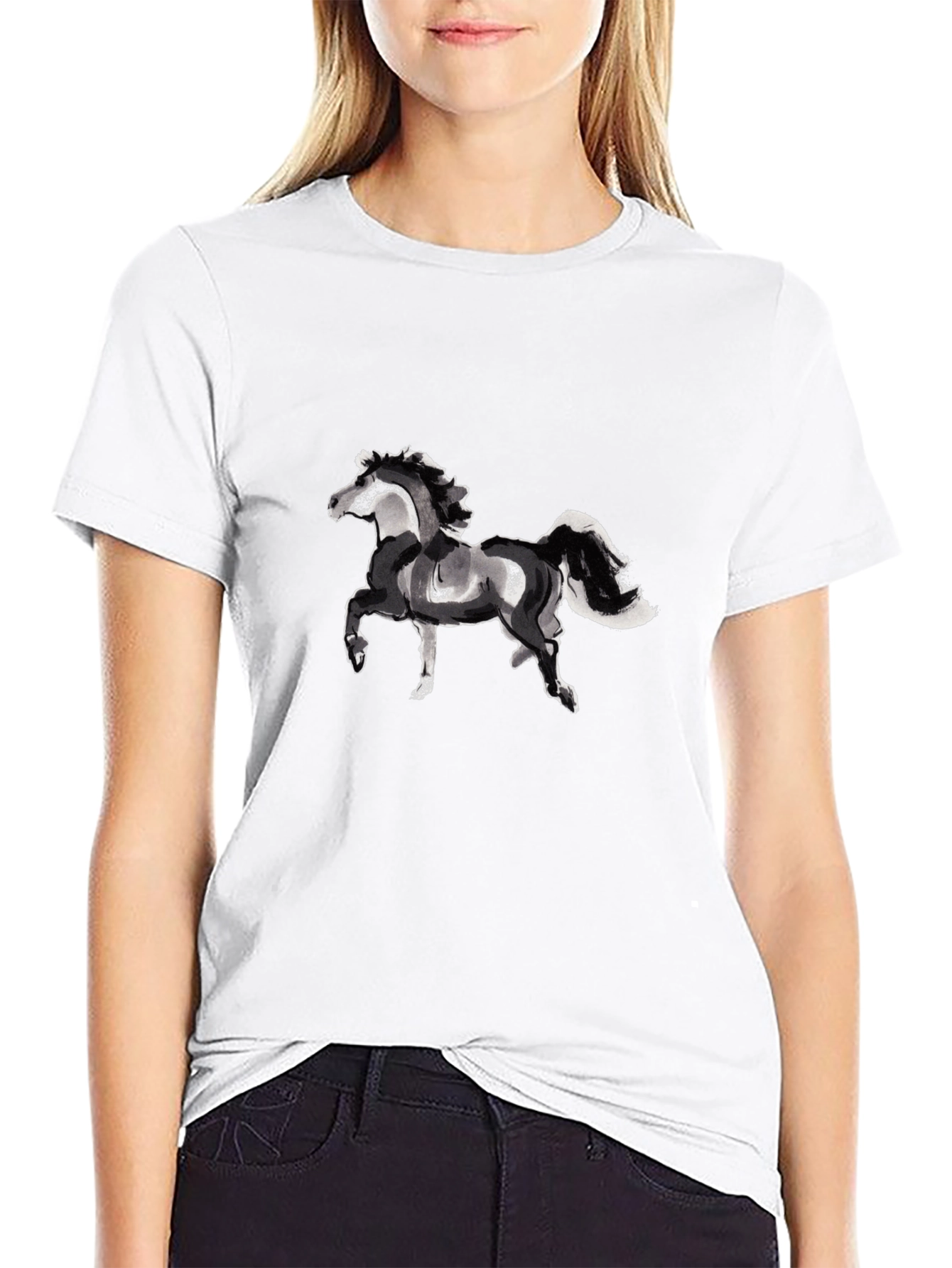 Black Horse Graphic Tee - Stylish Unisex T-Shirt