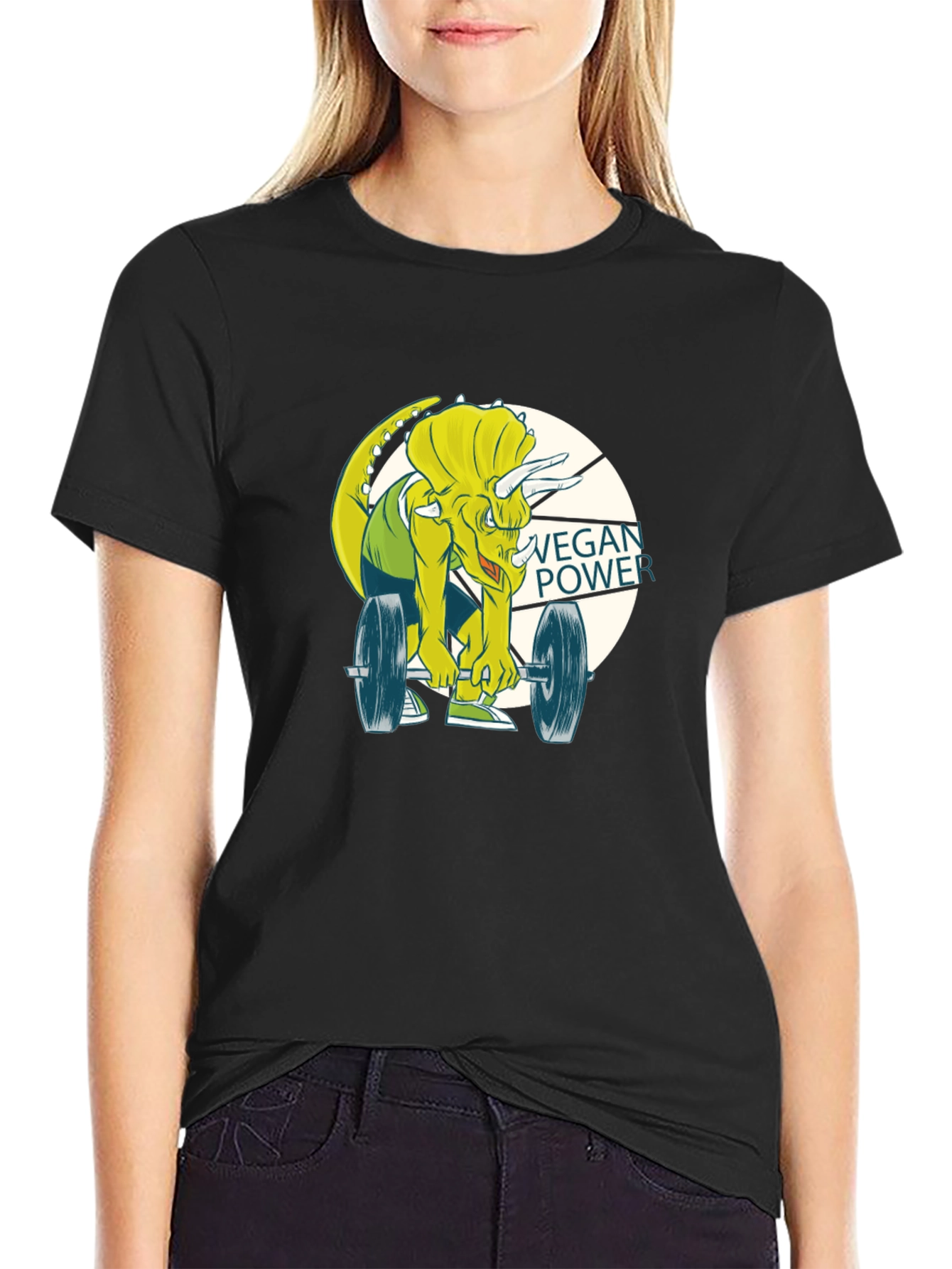 Vegan Power Dinosaur Graphic Tee