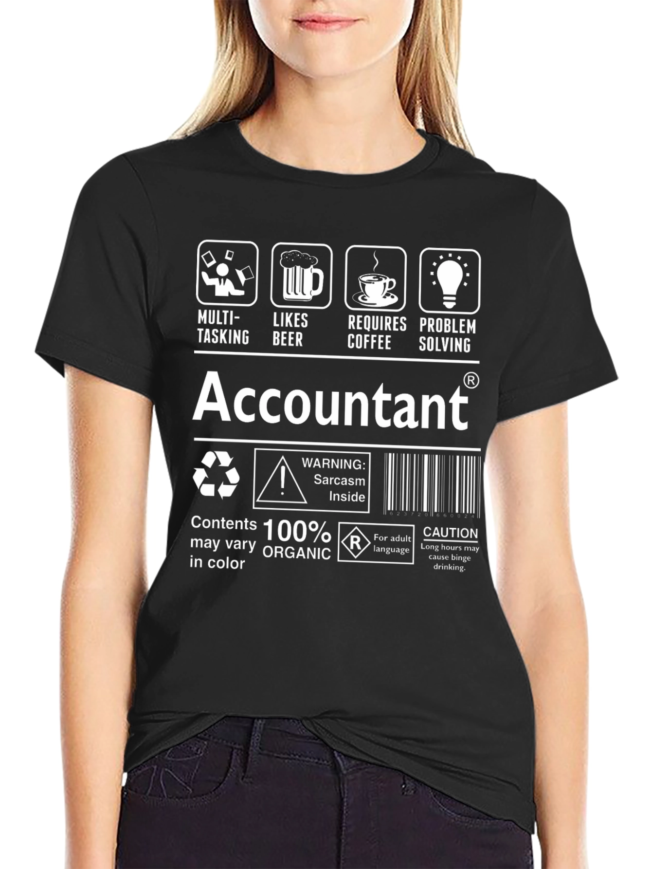 Accountant T-Shirt: Multi-Tasking Likes Beer Coffee Problem Solving