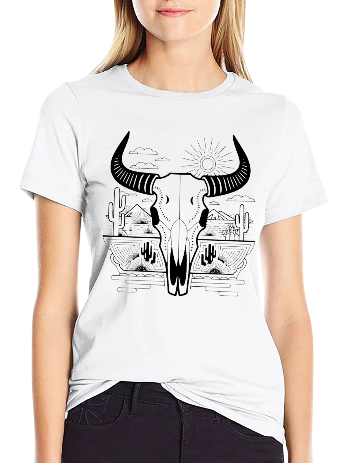 Bulls Skull Desert Graphic Tee - Unisex