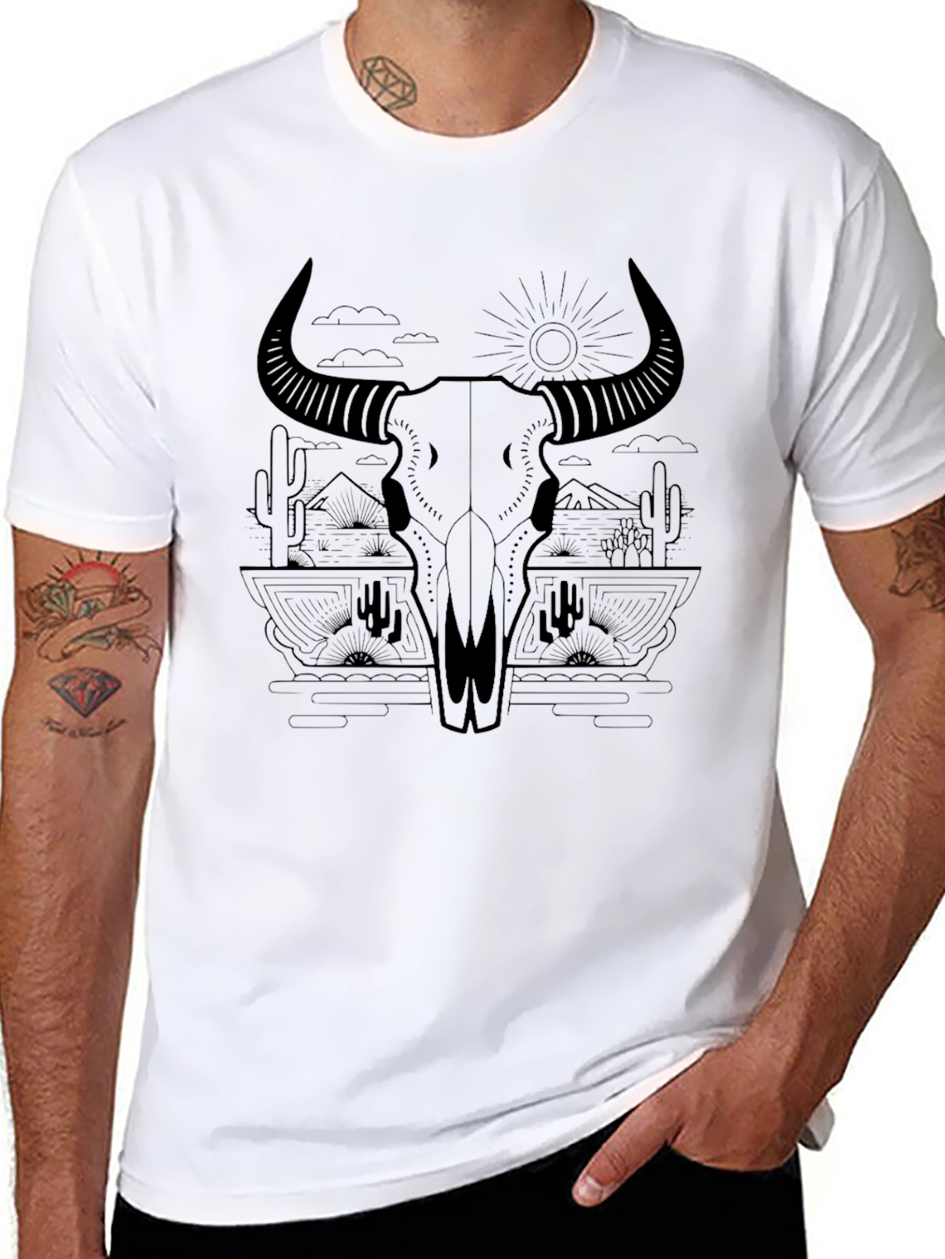 Bulls Skull Desert Graphic Tee - Unisex
