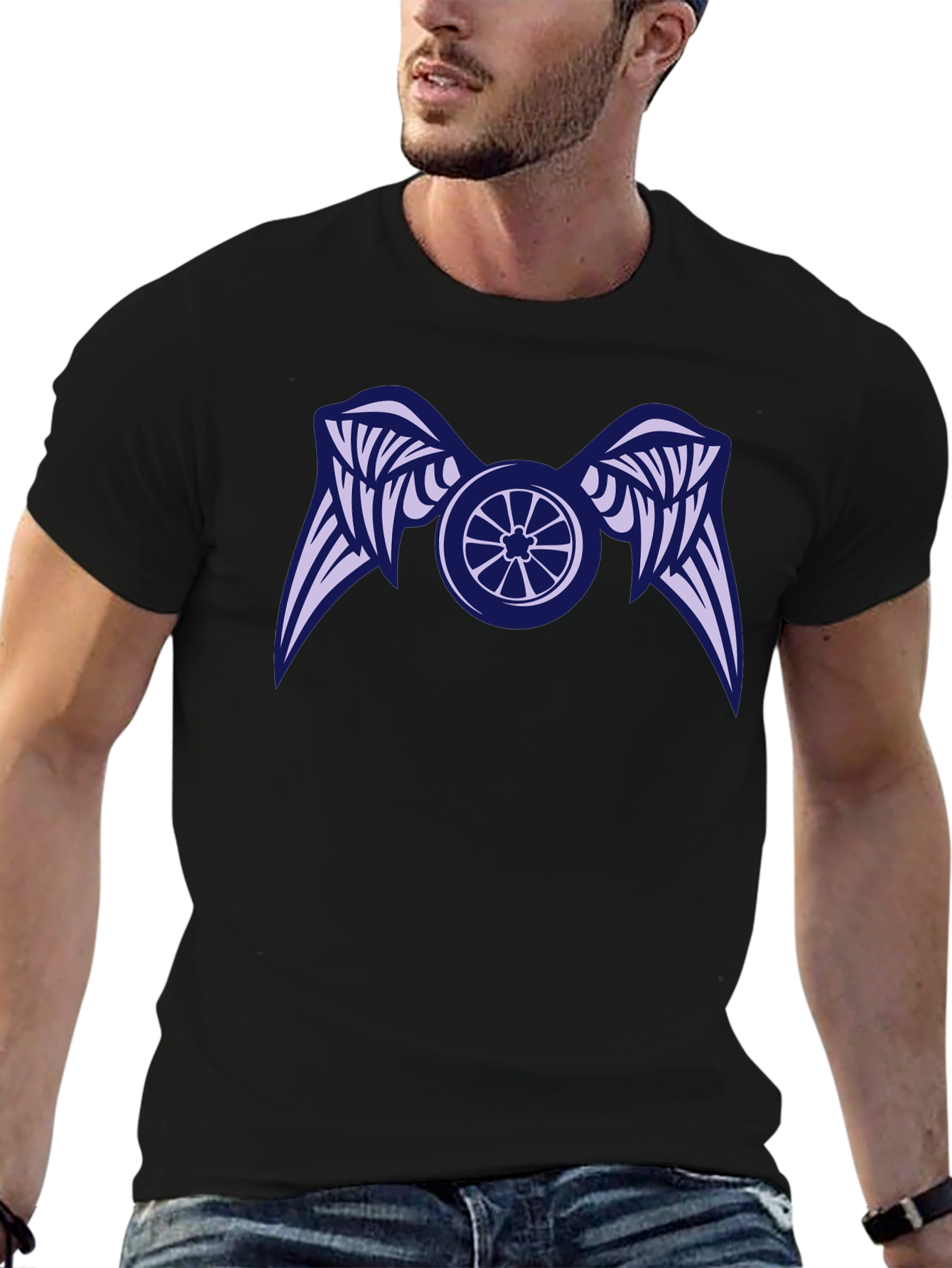 Winged Wheel Black T-Shirt - Unique Design
