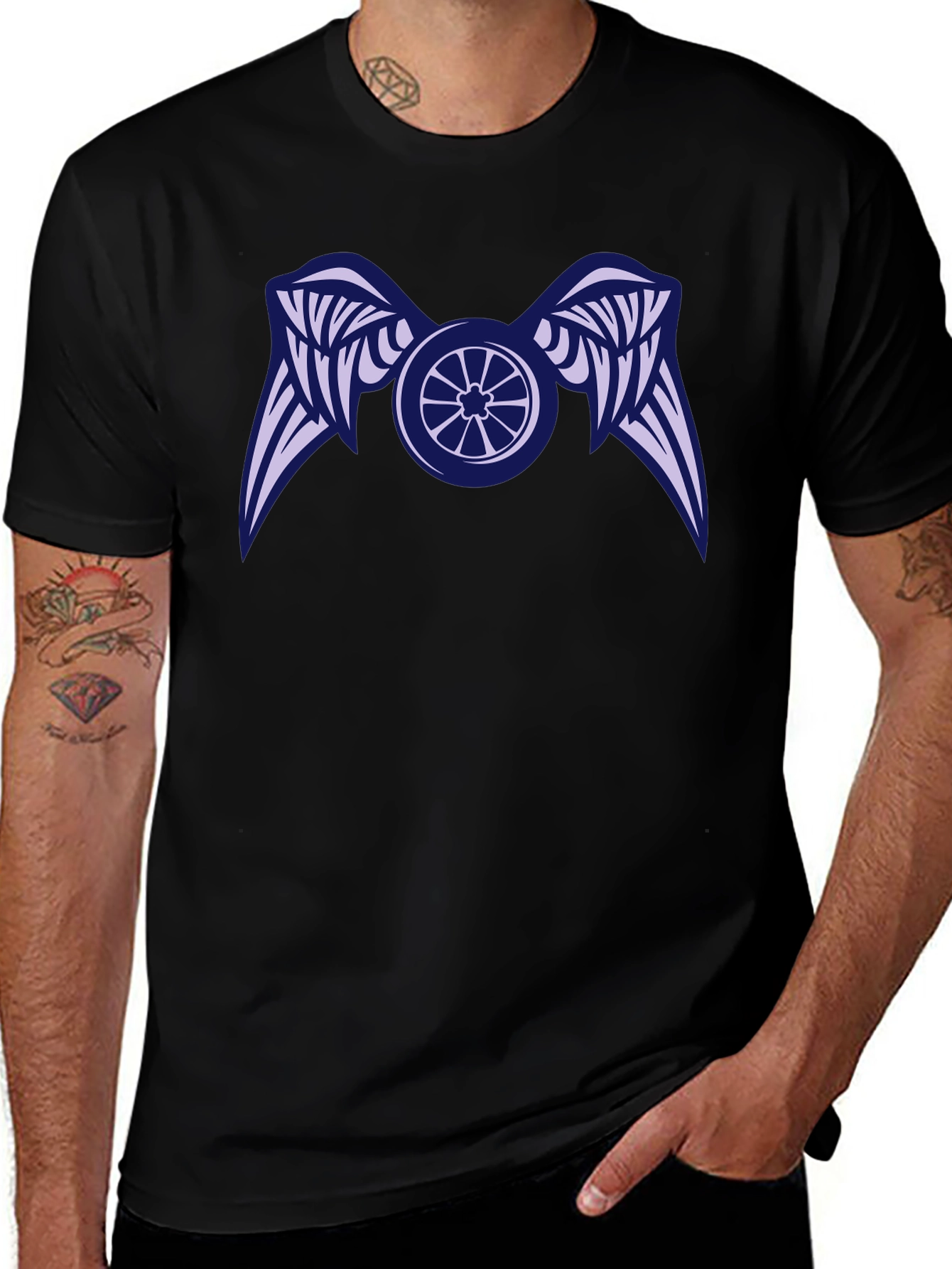 Winged Wheel Black T-Shirt - Unique Design