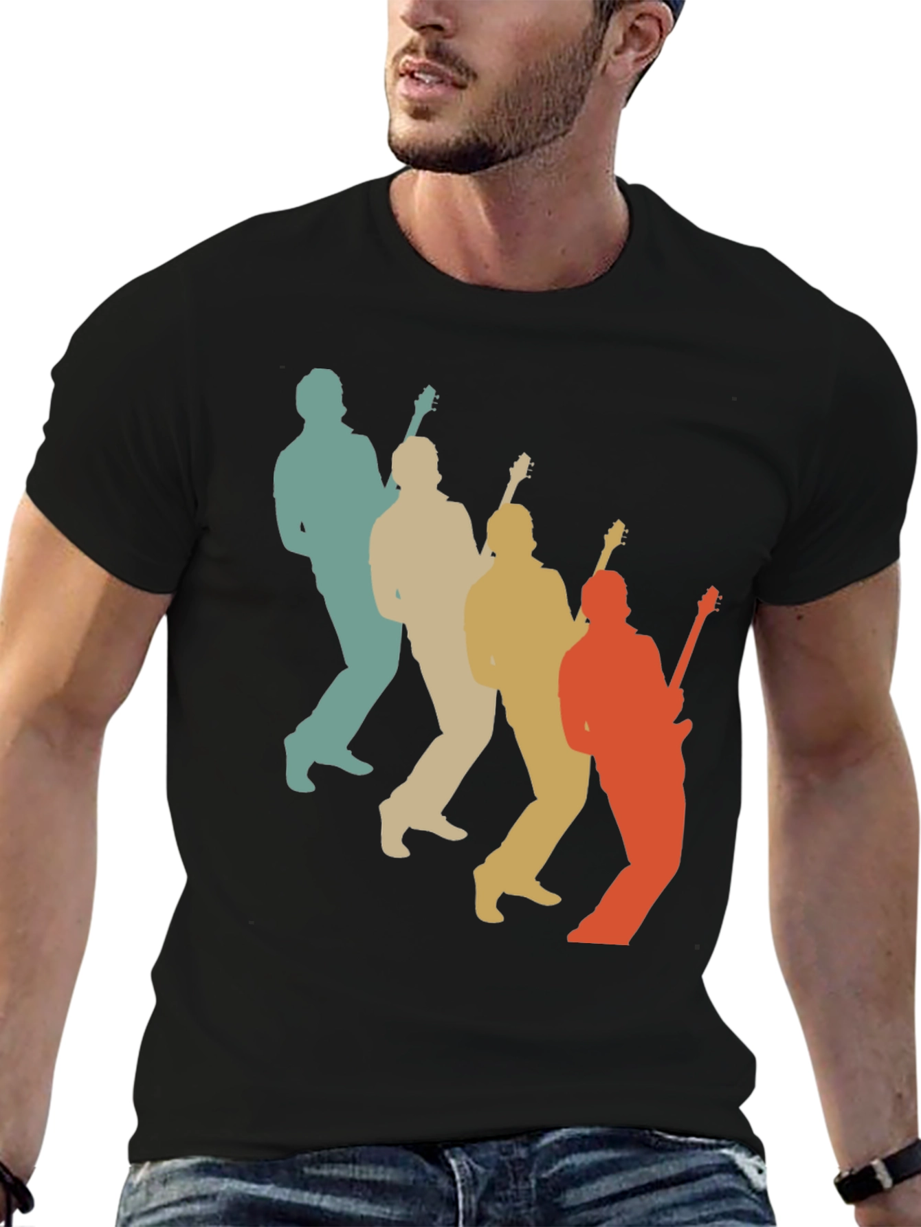 Retro Guitar Player T-Shirt - Music Lover Tee