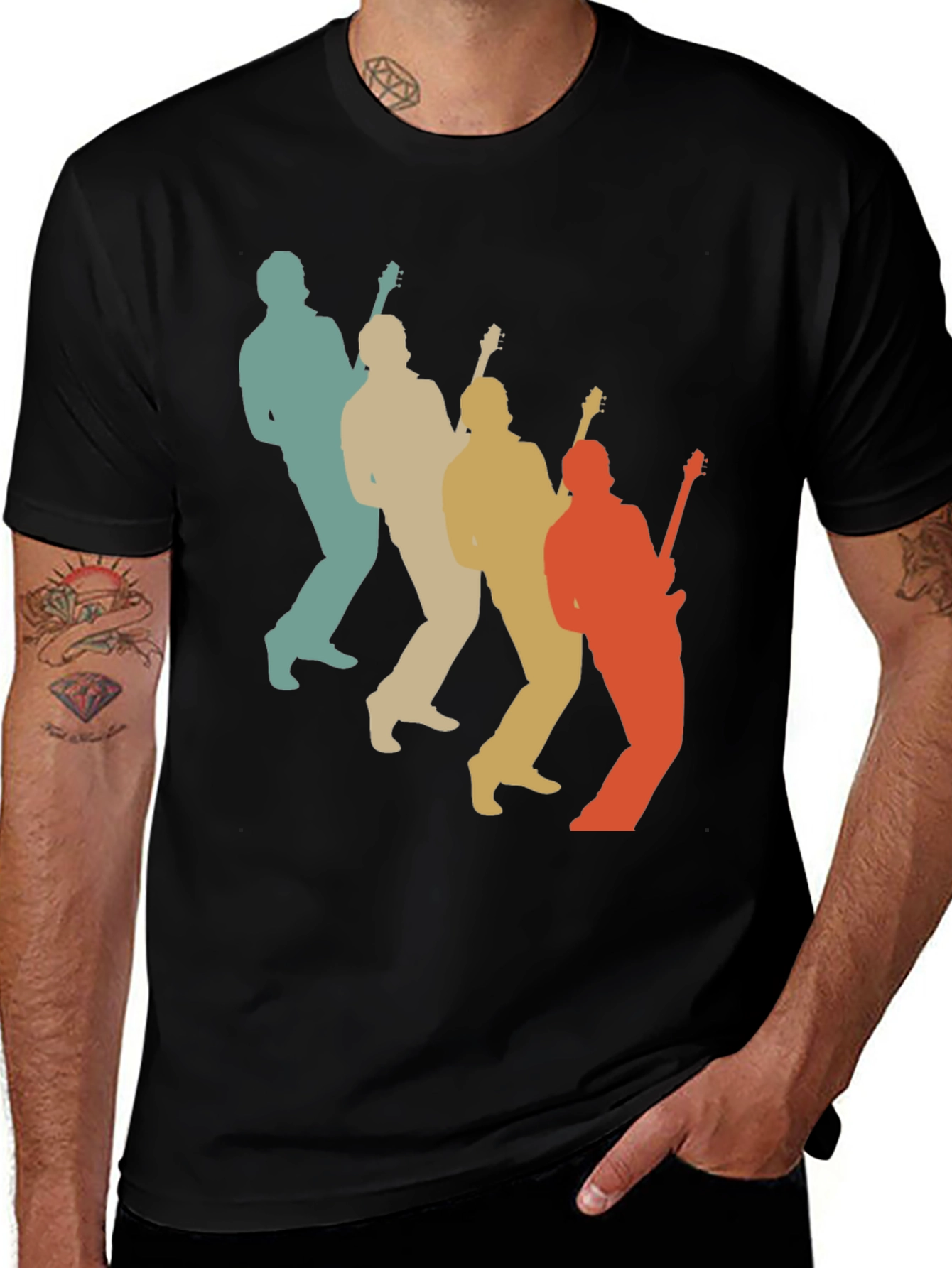 Retro Guitar Player T-Shirt - Music Lover Tee