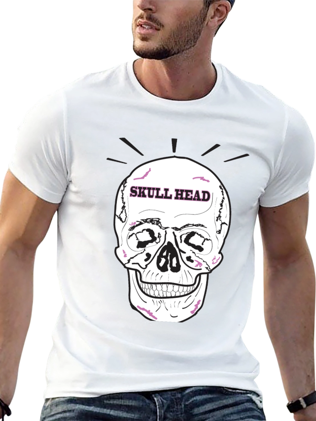 Skull Head Graphic Tee - Edgy Black T-Shirt