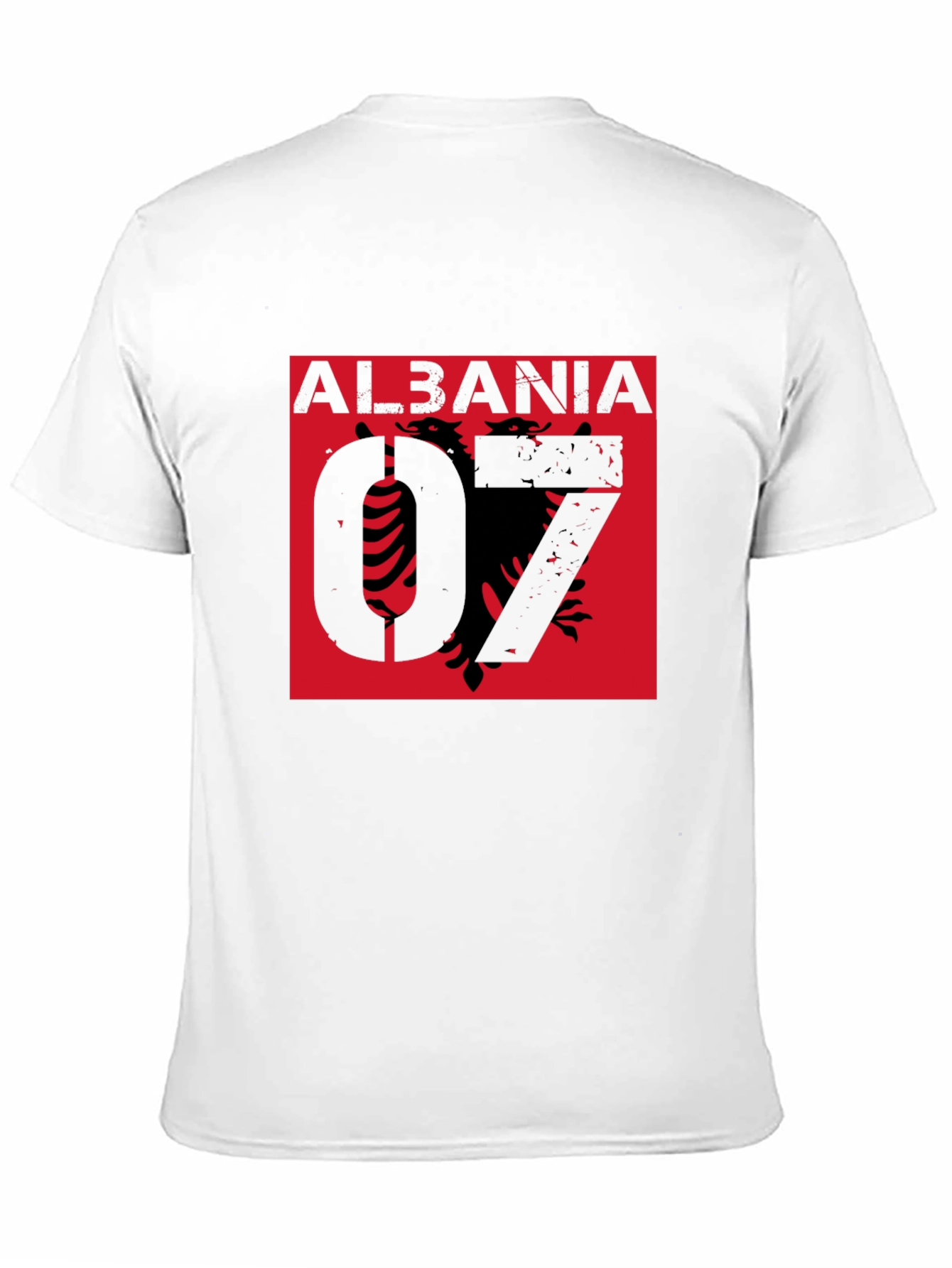 Albania Graphic Tee - Distressed Design on Black