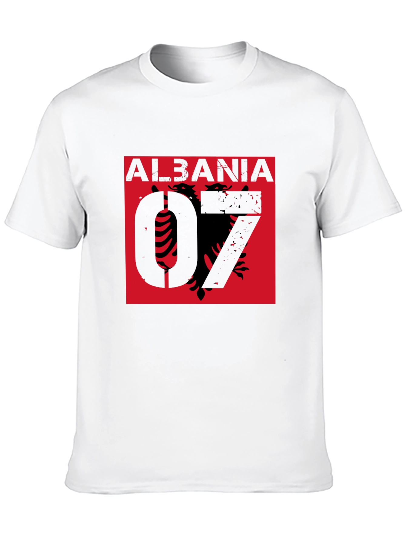 Albania Graphic Tee - Distressed Design on Black