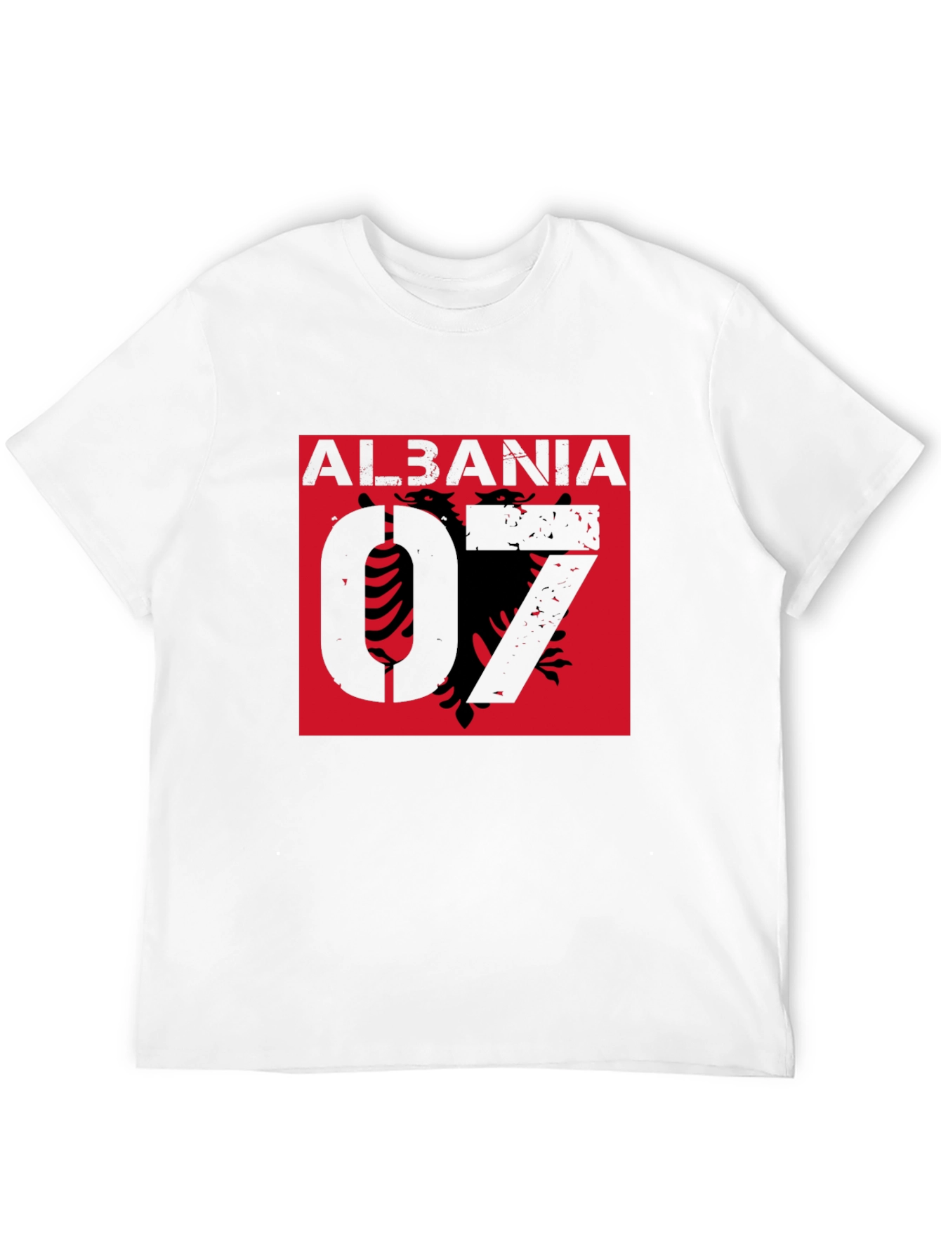 Albania Graphic Tee - Distressed Design on Black
