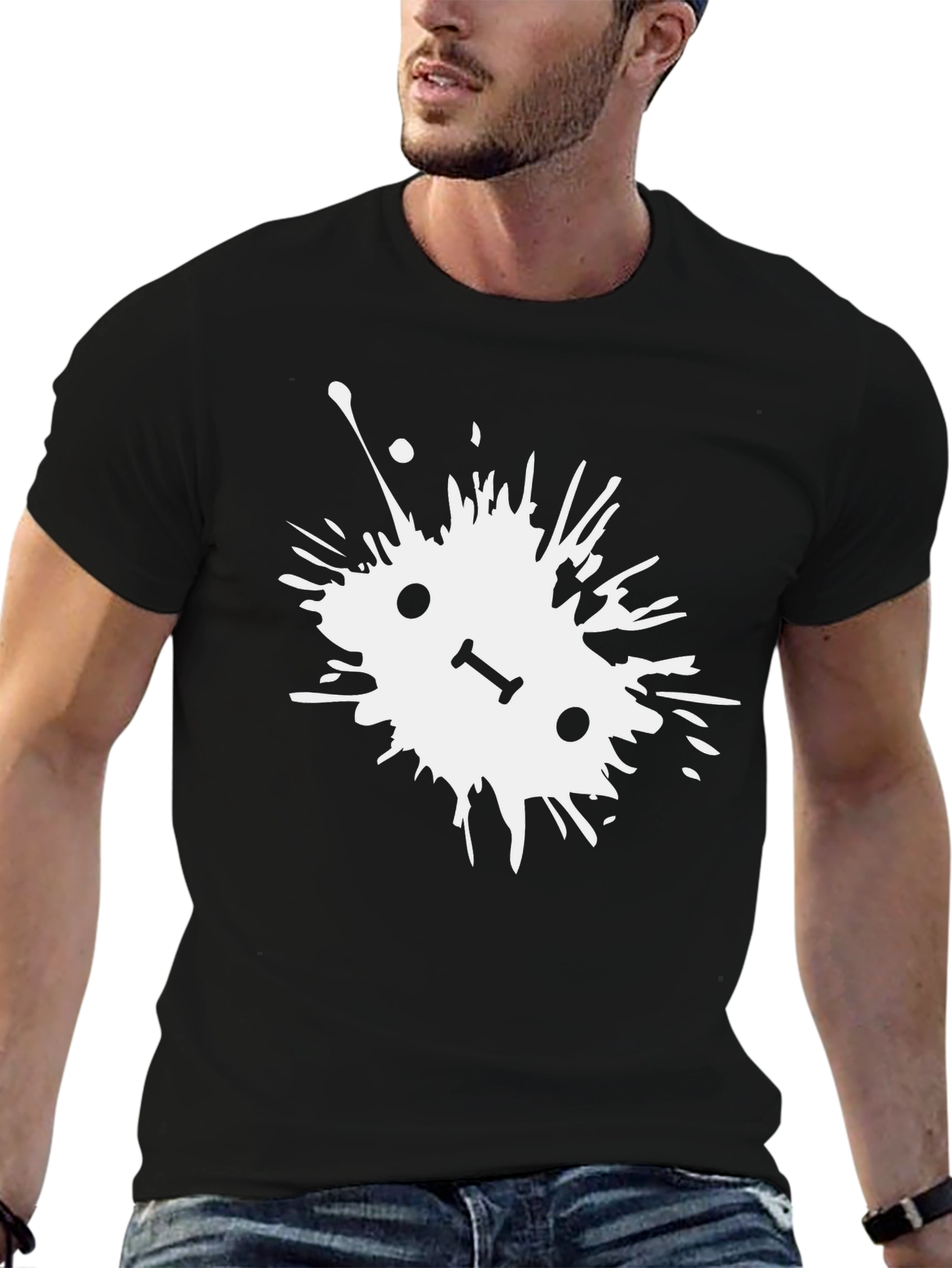 Abstract Splatter Graphic Tee - Black Cotton T-Shirt