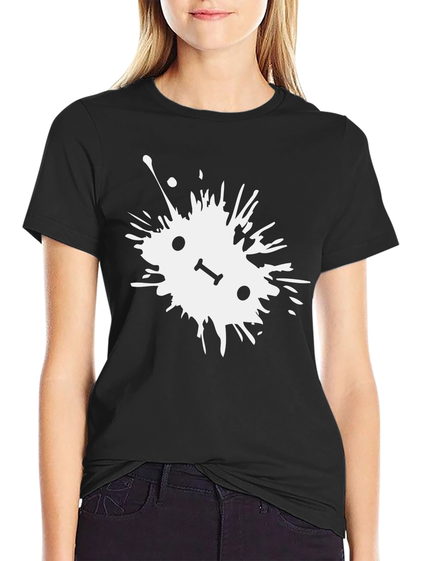 Abstract Splatter Graphic Tee - Black Cotton T-Shirt