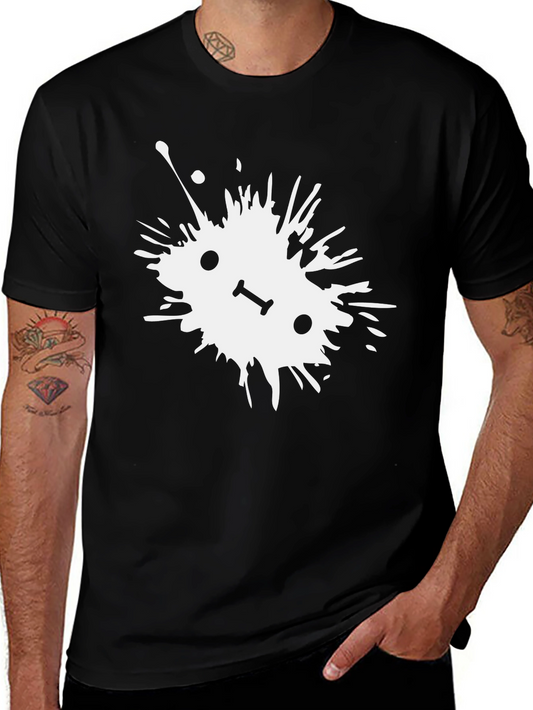 Abstract Splatter Graphic Tee - Black Cotton T-Shirt