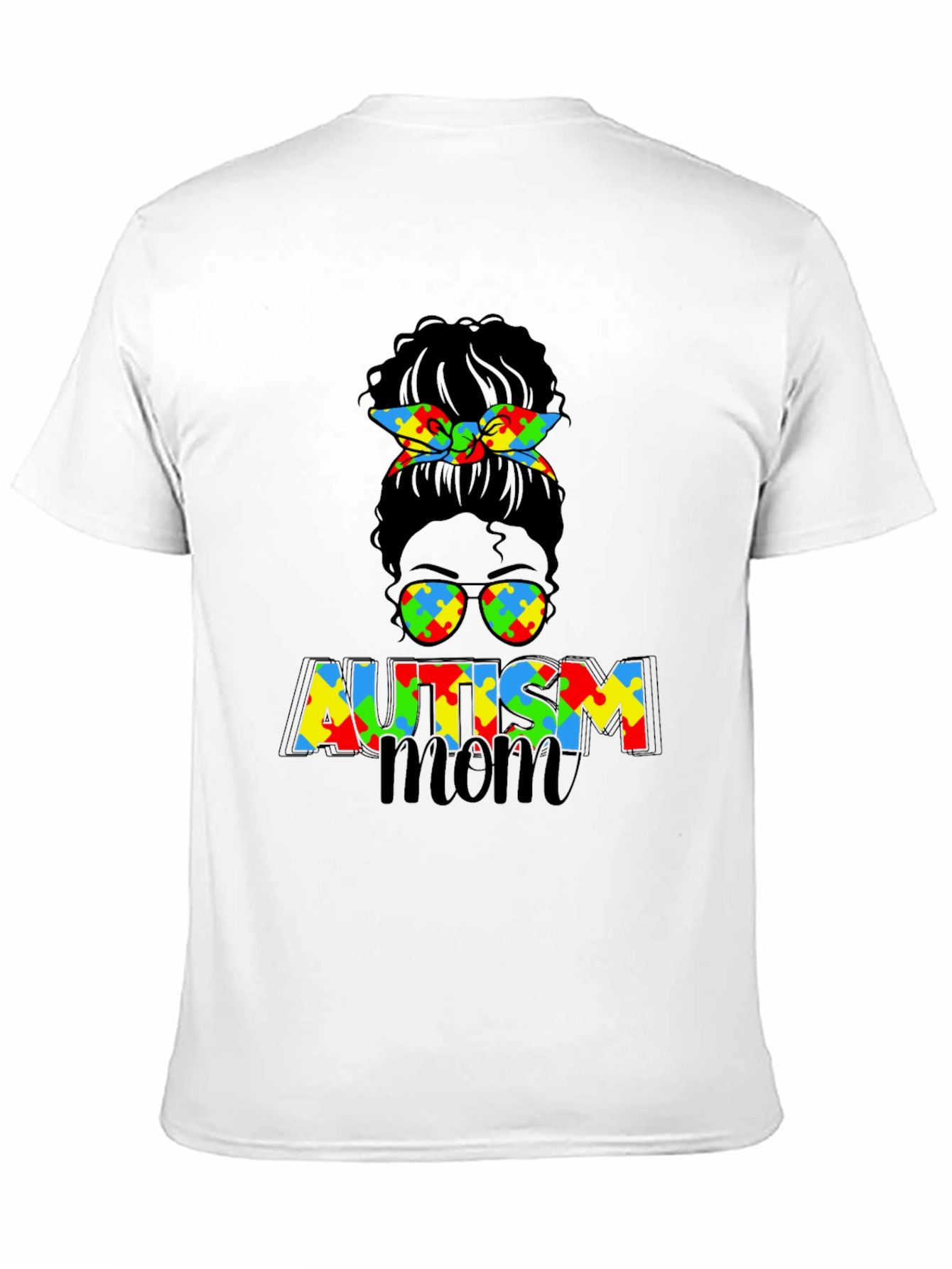 Autism Mom Messy Bun Graphic Tee