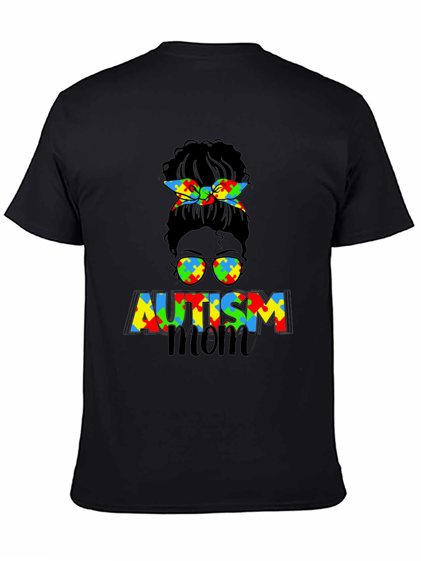 Autism Mom Messy Bun Graphic Tee
