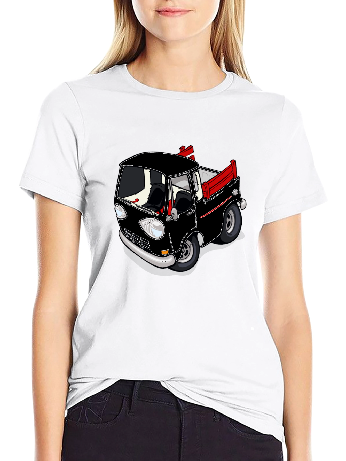 Cartoon Truck Black T-Shirt