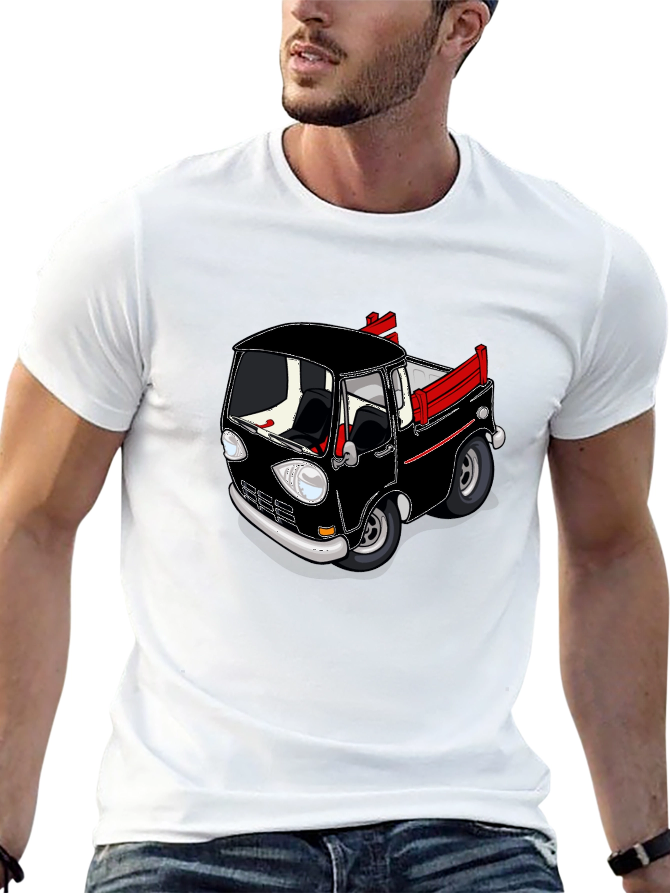 Cartoon Truck Black T-Shirt