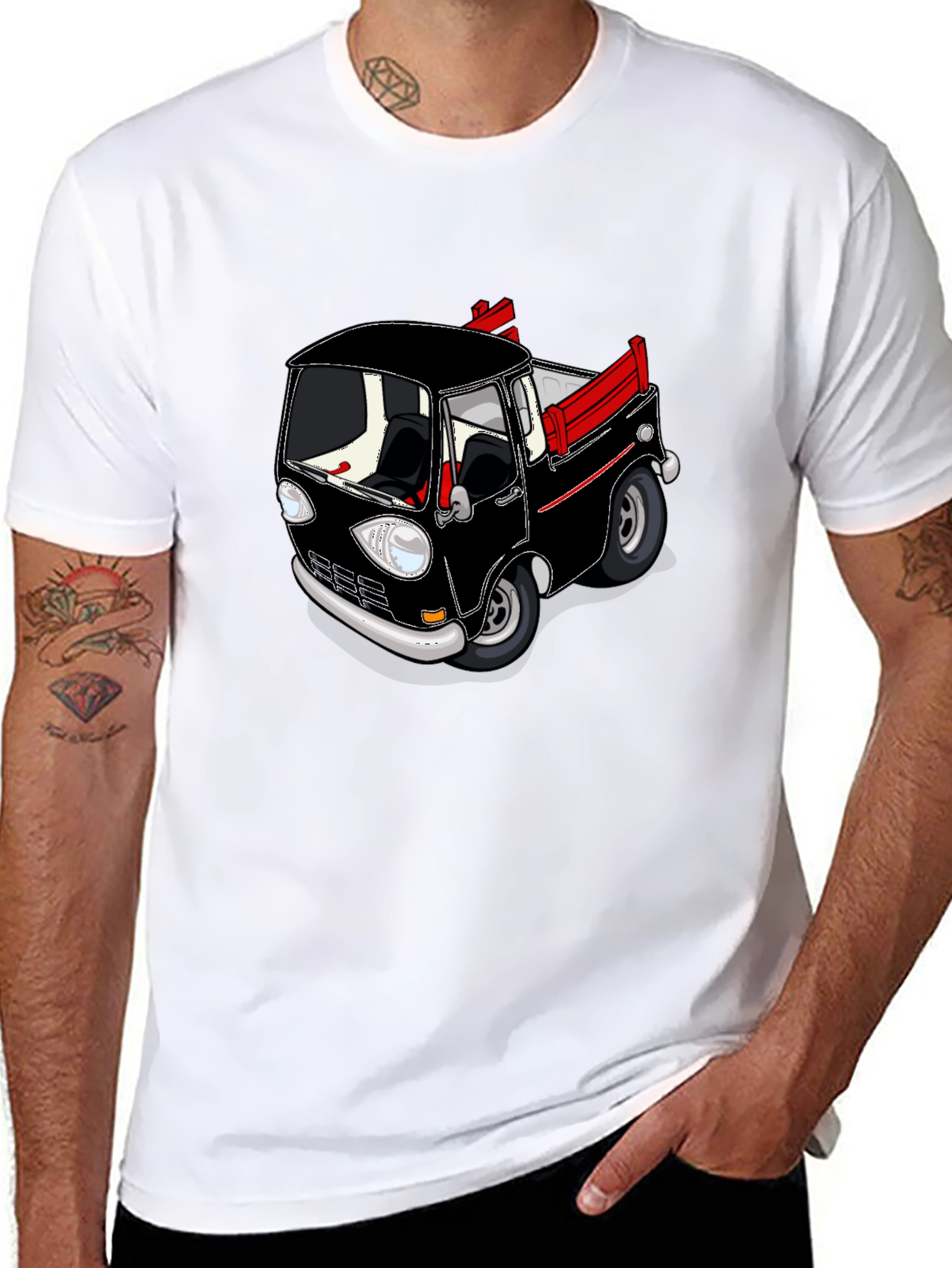 Cartoon Truck Black T-Shirt