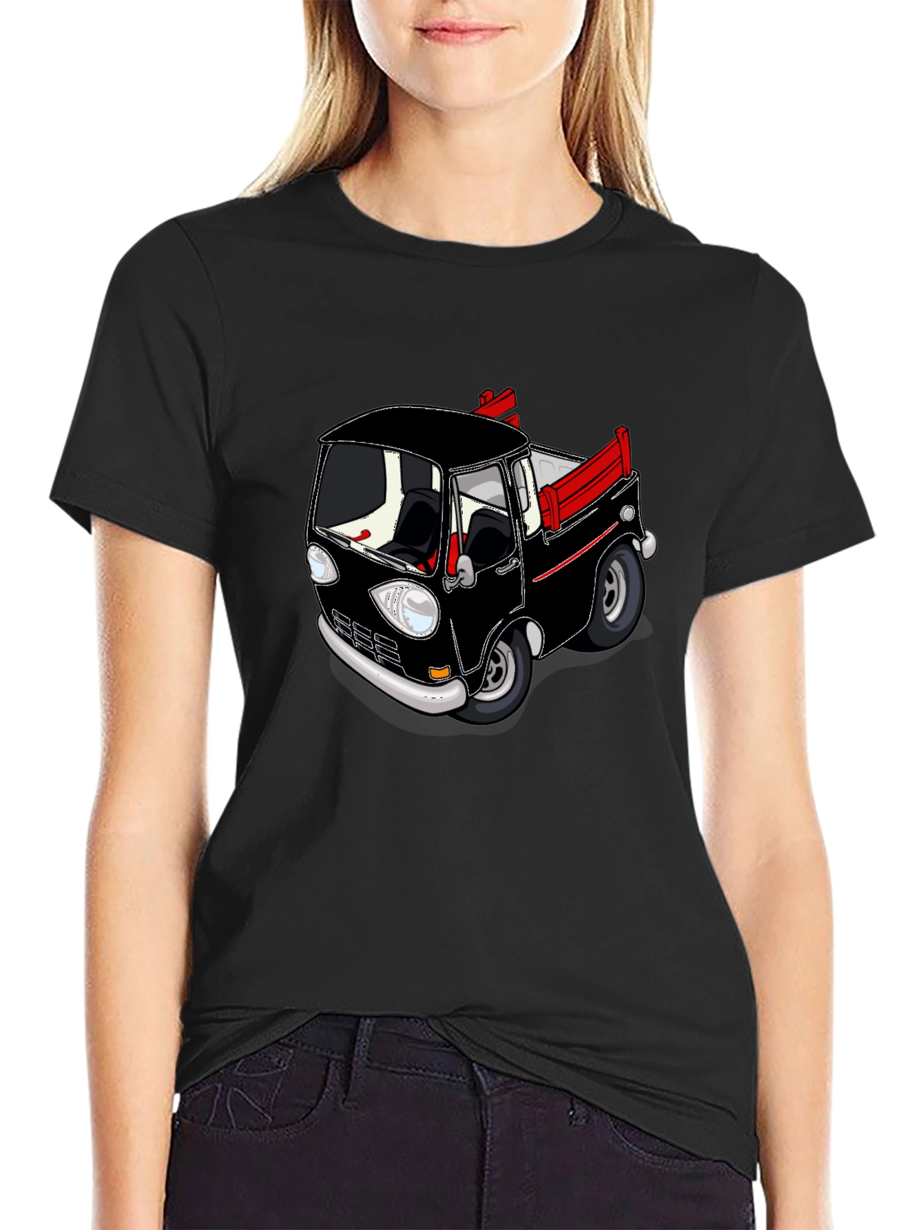 Cartoon Truck Black T-Shirt