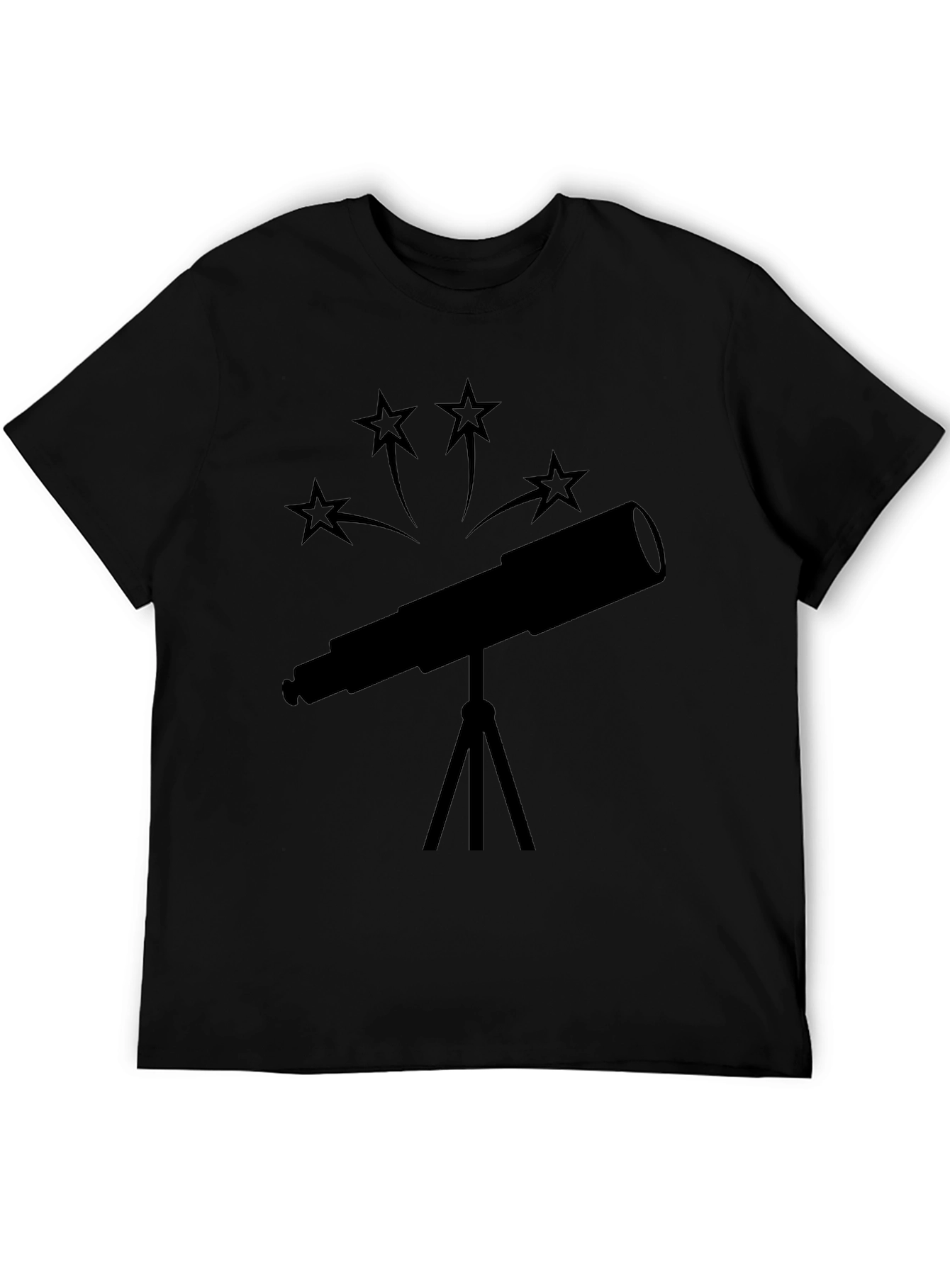 Telescope Star Gazer Black T-Shirt
