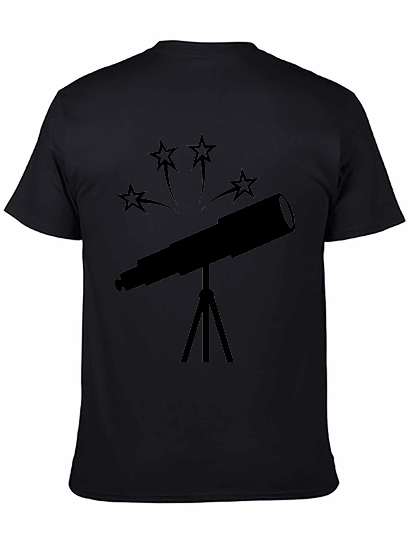 Telescope Star Gazer Black T-Shirt