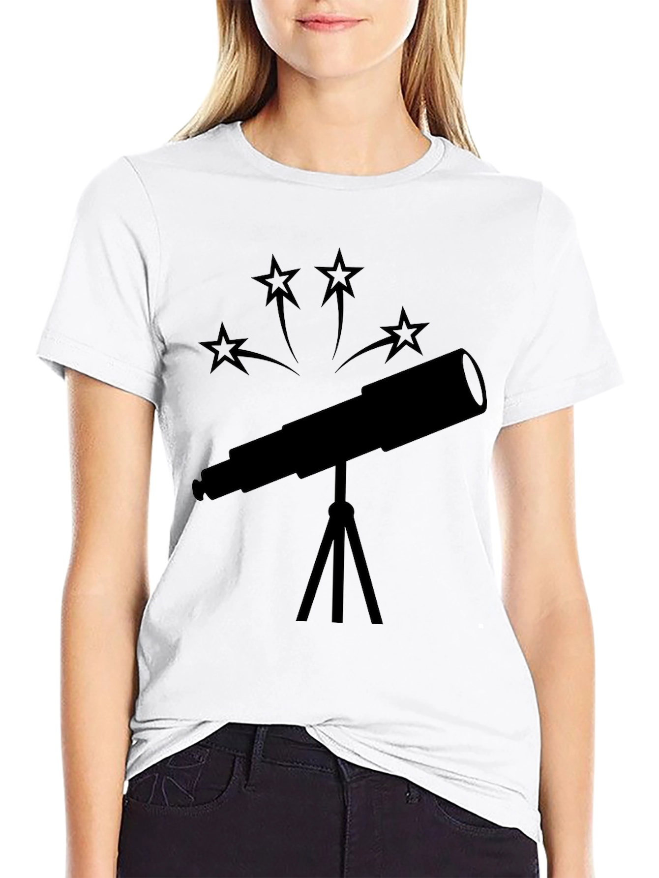 Telescope Star Gazer Black T-Shirt
