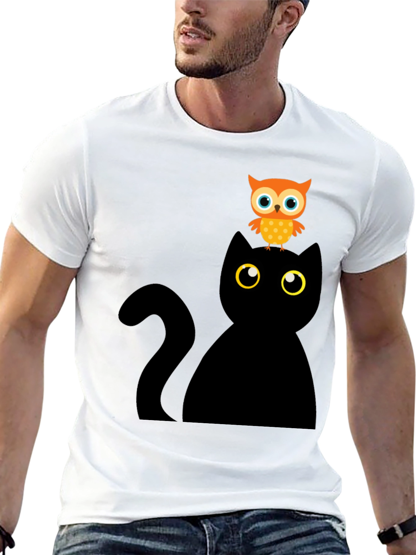 Black Cat & Owl Graphic Tee