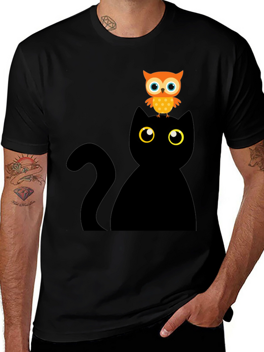 Black Cat & Owl Graphic Tee