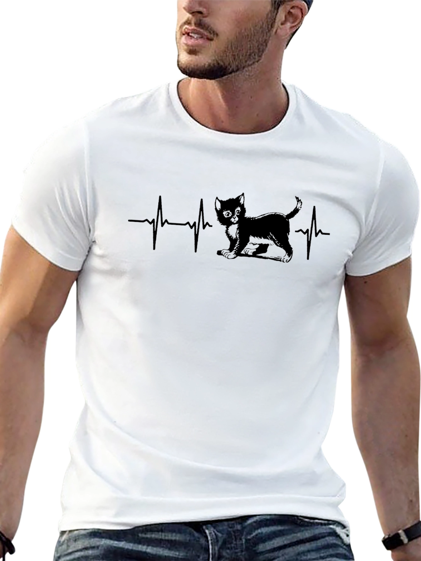 Cat Heartbeat T-Shirt - Purrfect for Cat Lovers!