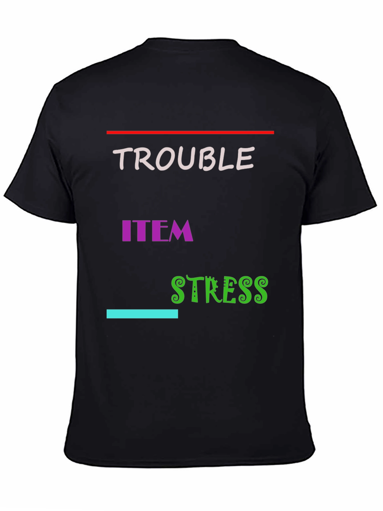 Trouble Item Stress Black Graphic T-Shirt