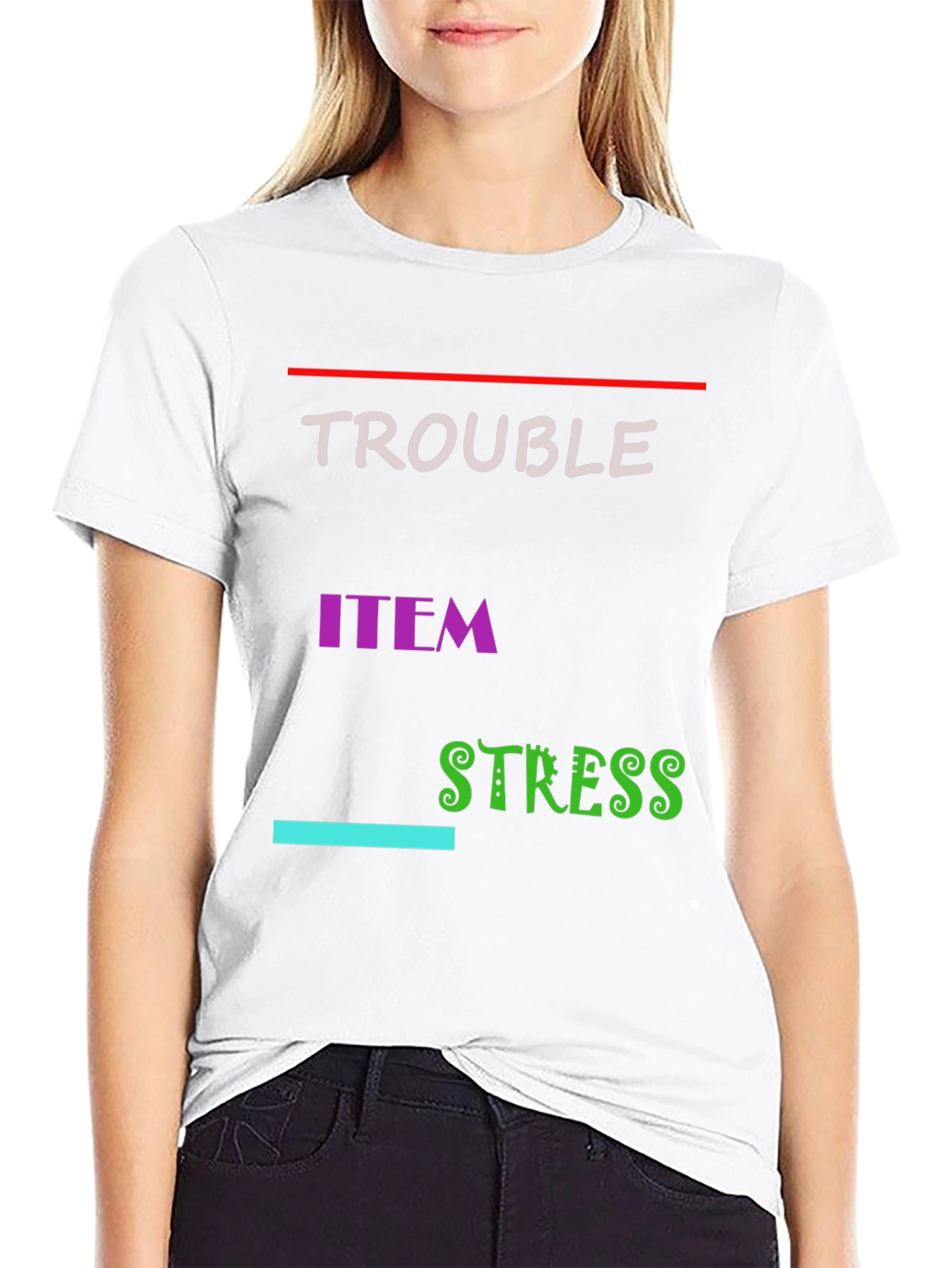 Trouble Item Stress Black Graphic T-Shirt